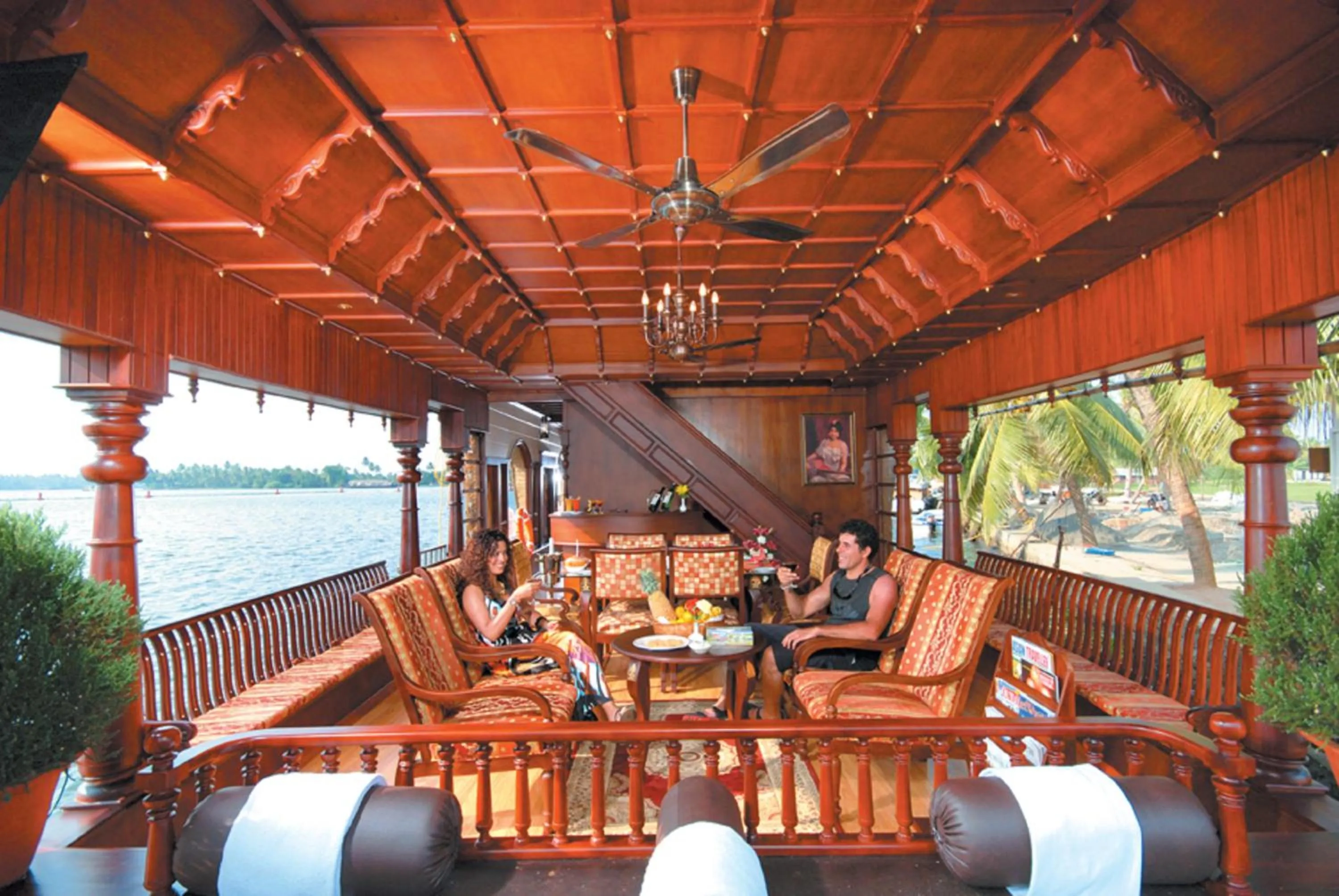 Seating area in Sterling Houseboats Lake Palace, Alleppey