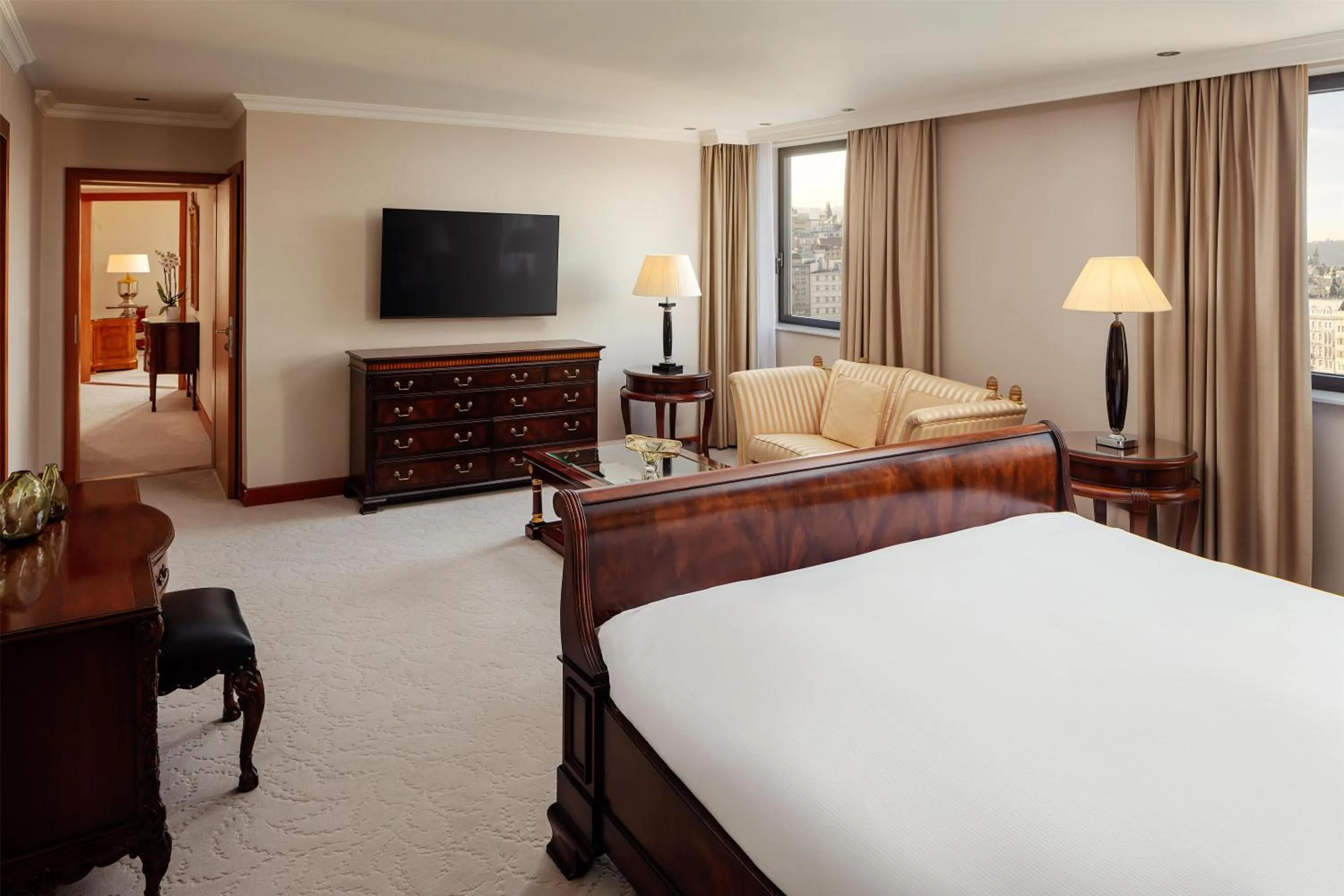 Living room, Bed in Hilton Prague Atrium