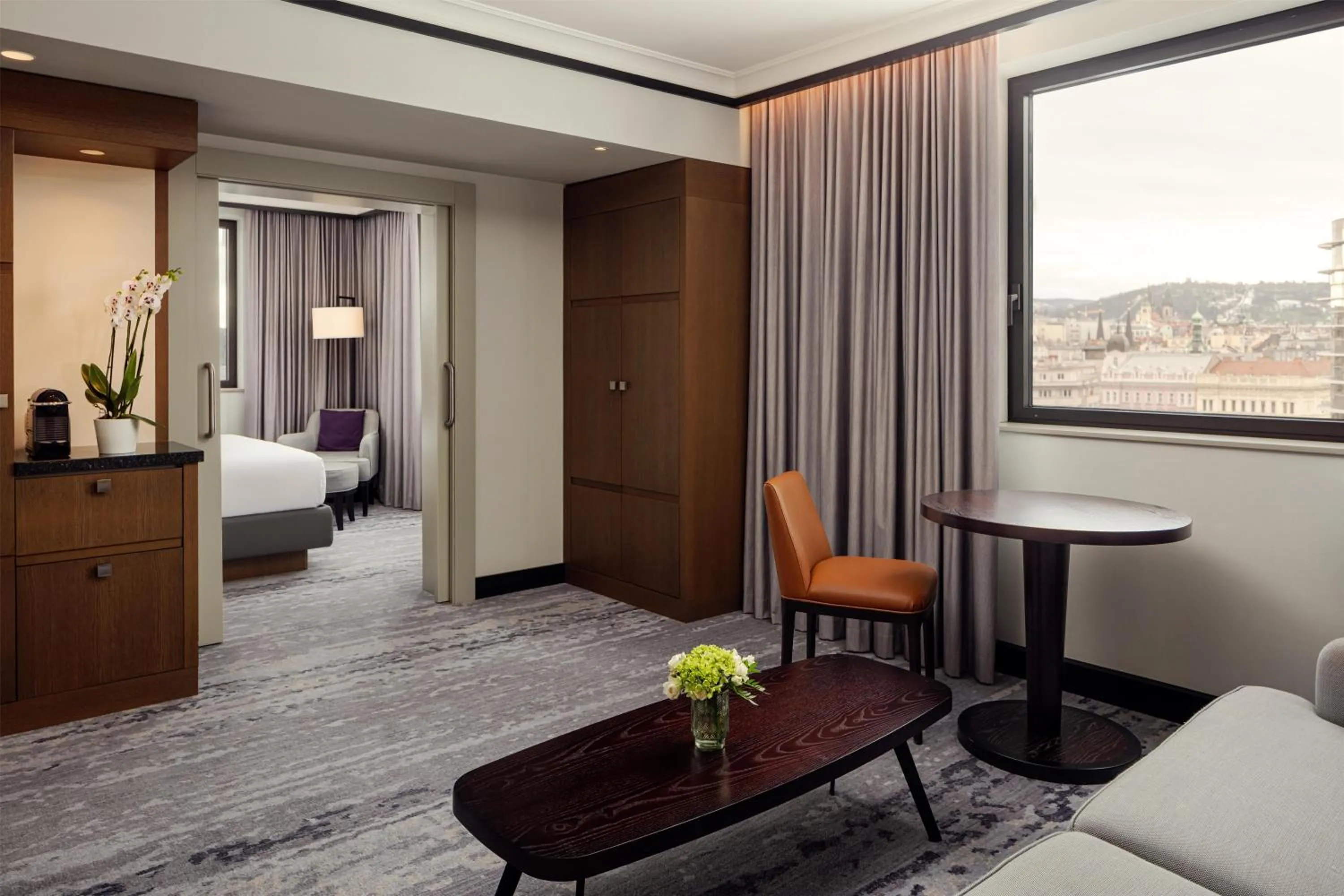 Living room, Bed in Hilton Prague Atrium