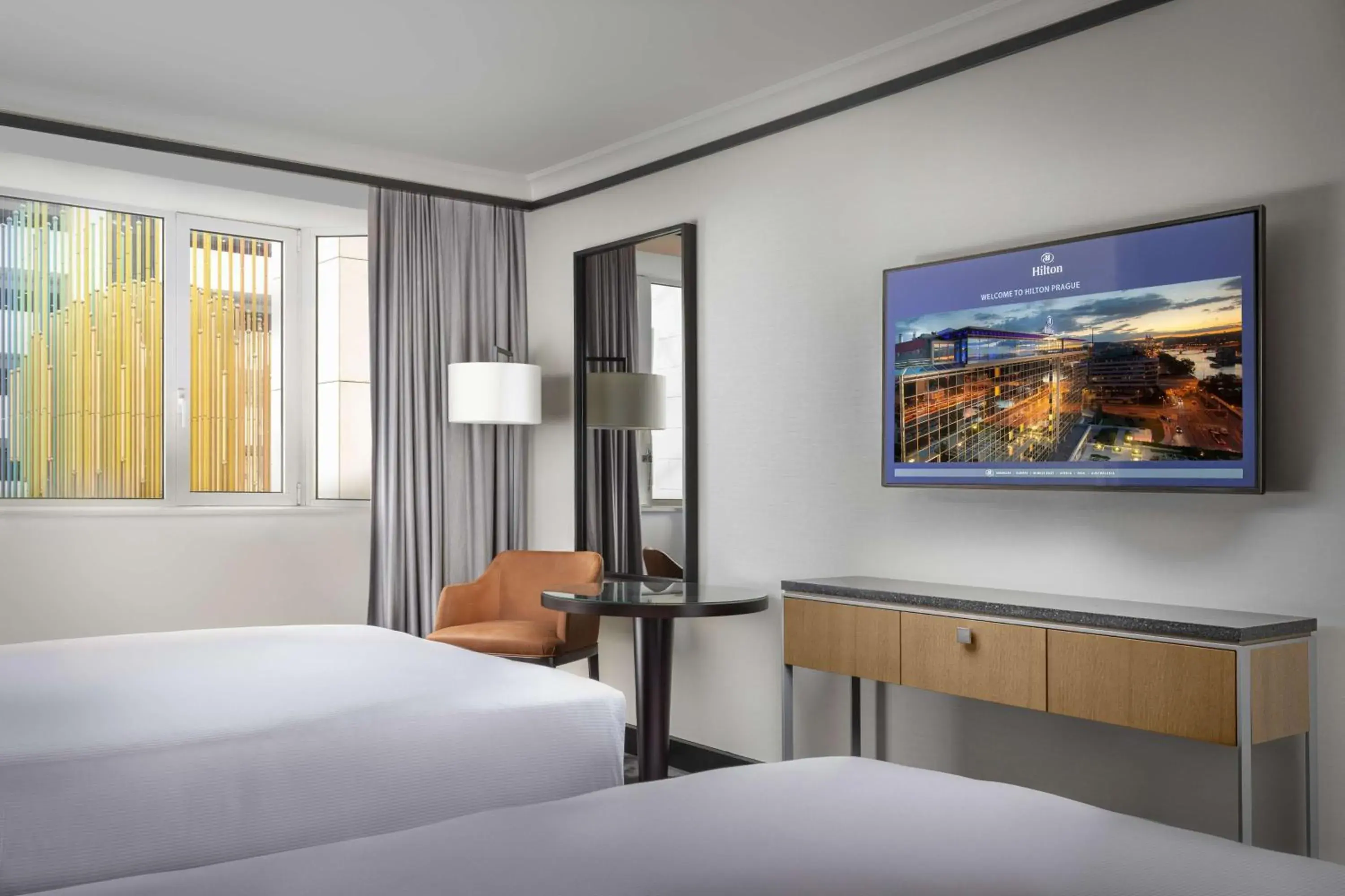 Large Guest Room with Two Queen Beds in Hilton Prague Hotel Large Guest Room with Two Queen Beds in Hilton Prague Hotel