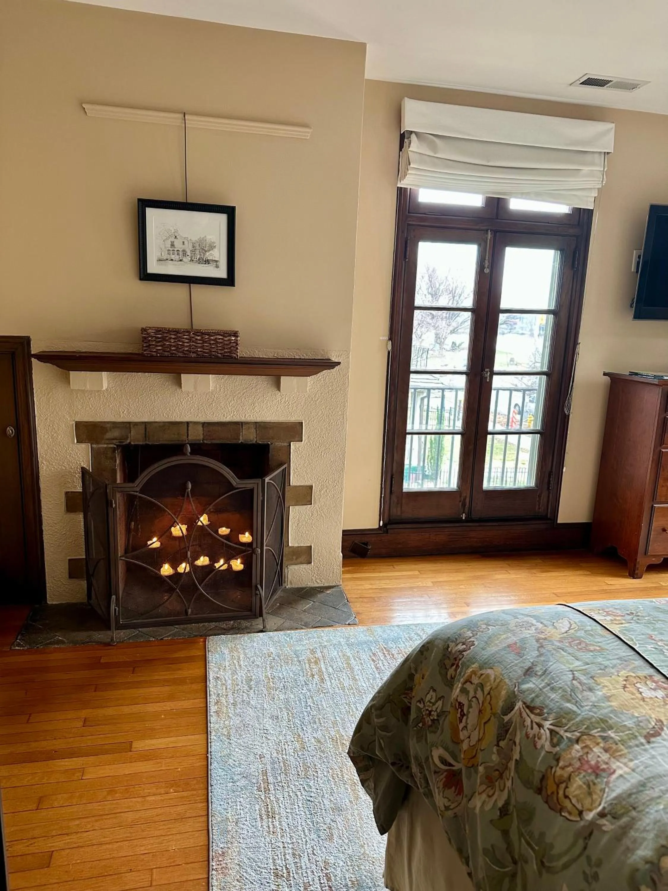 fireplace in City House Bed and Breakfast