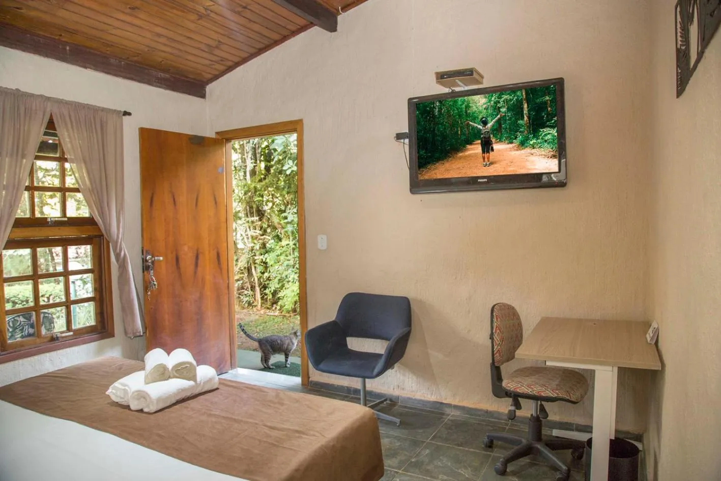 TV and multimedia, Bed in Pousada Realeza Atibaia