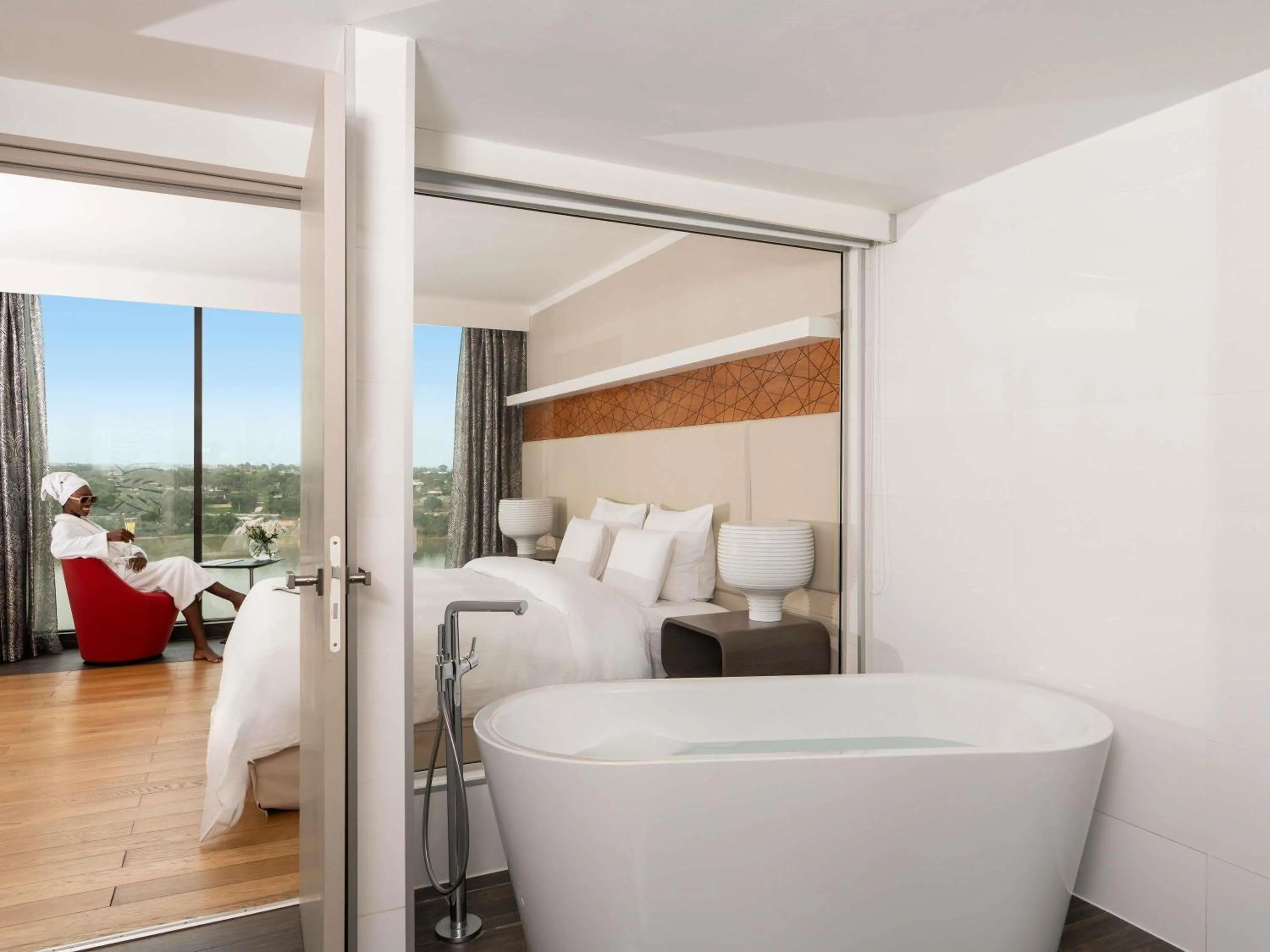 Bedroom, Bed in Pullman Abidjan