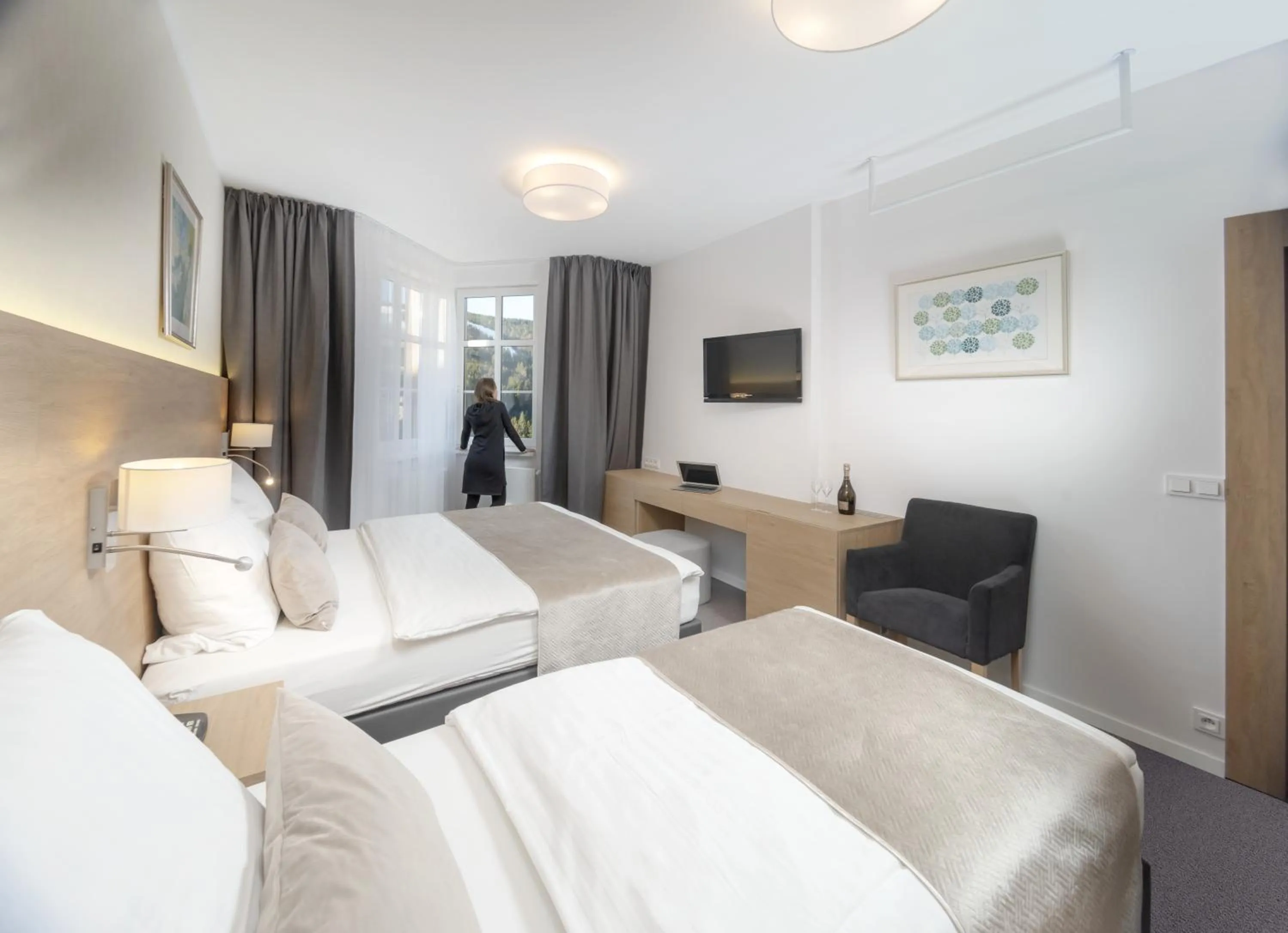 Bed in Hotel Sněžka