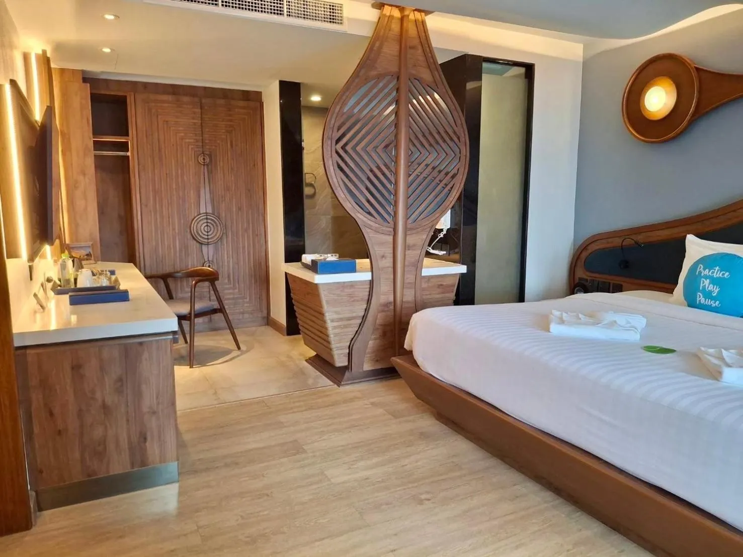 Bathroom, Bed in The Oceanic Sportel Phuket - SHA Extra Plus