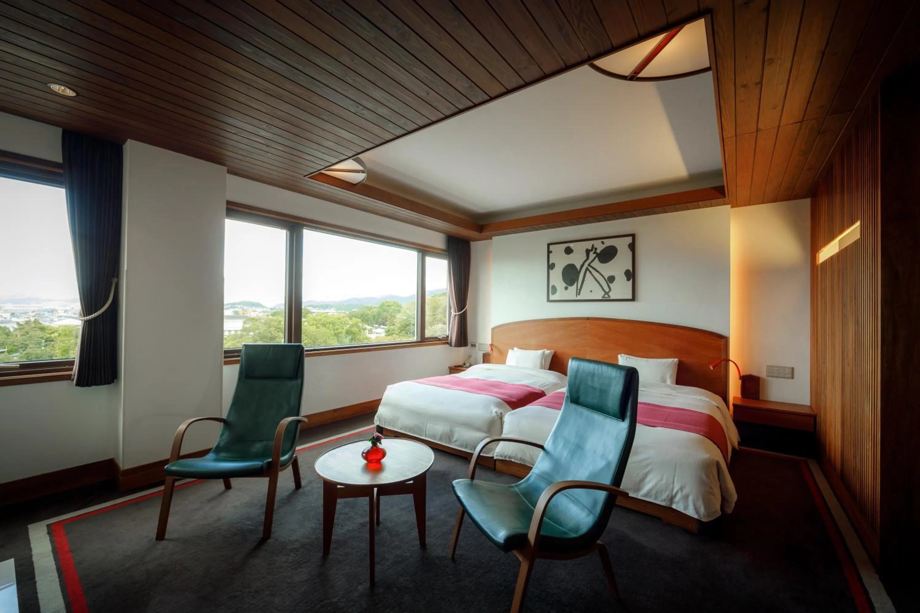 Twin Room with Zip Beds Park View - Top floor in Hotel Chourakukan Kyoto Gion 長楽館 京都