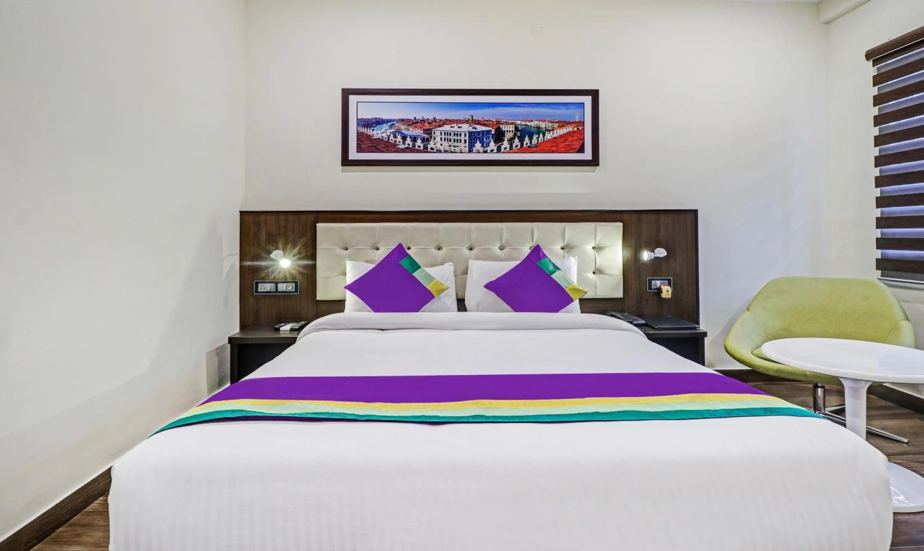 Bedroom, Bed in Treebo Premium Raj Vista Global Village