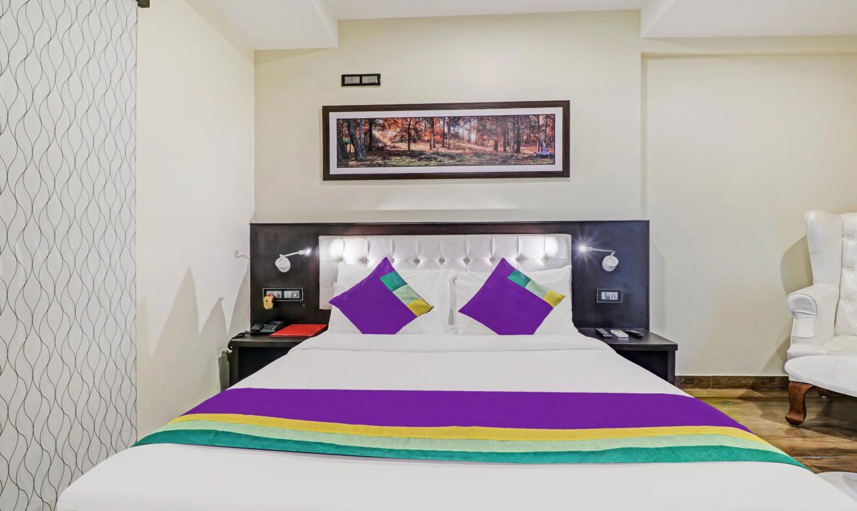 Bedroom, Bed in Treebo Premium Raj Vista Global Village