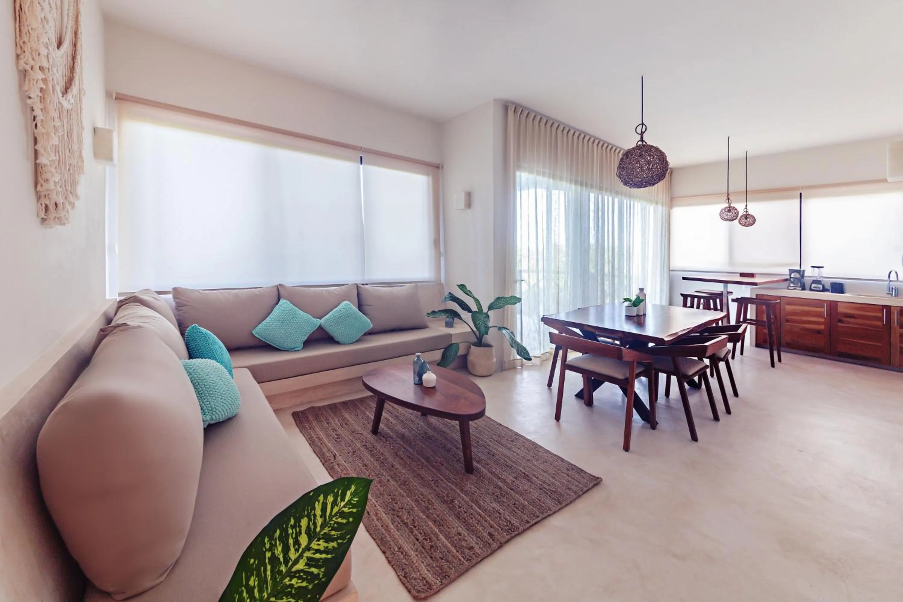 Living room in Casa Astral Eco Luxury Holbox Island - Sunset and Ocean View with Rooftop Pool