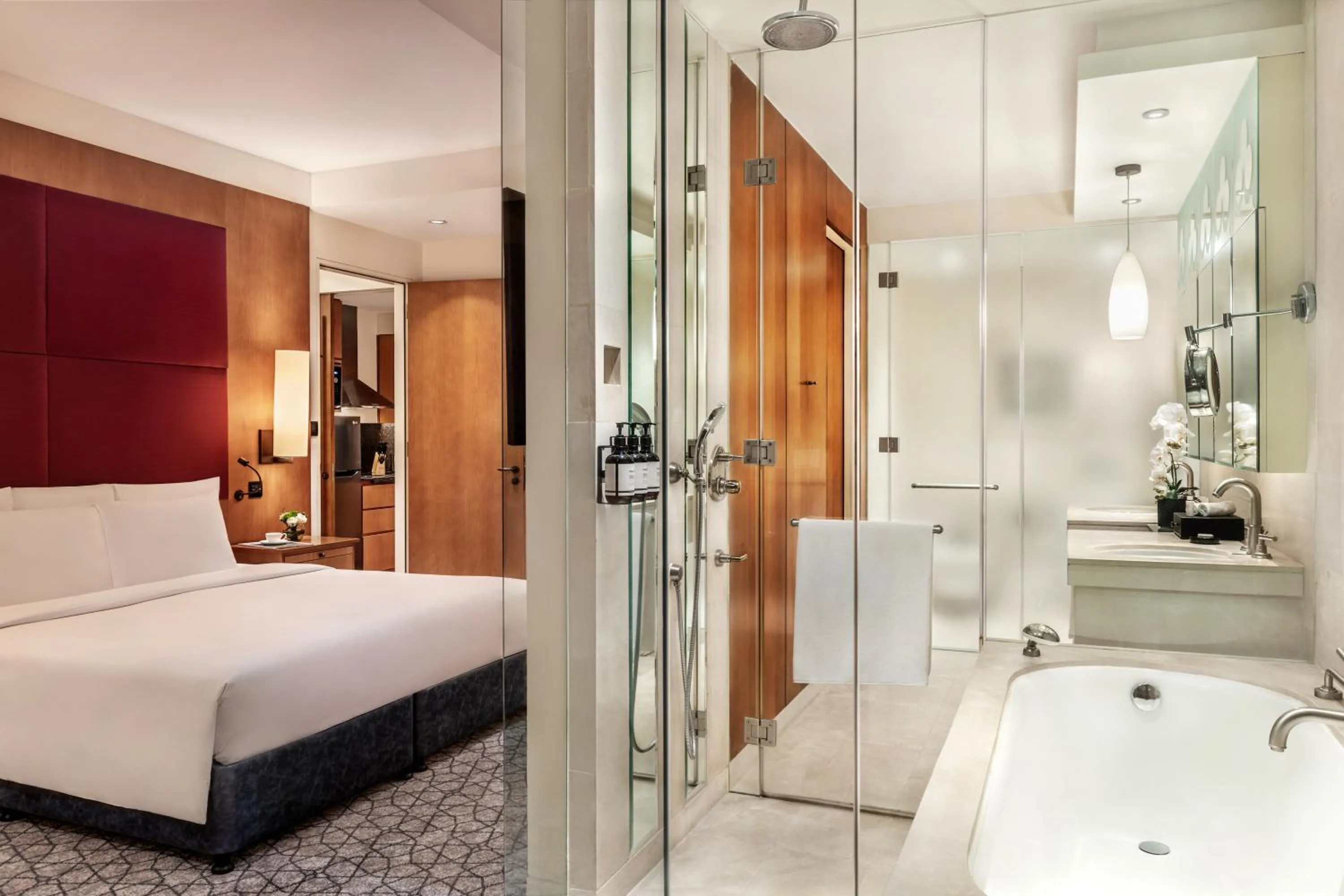 Bathroom, Bed in The H Dubai