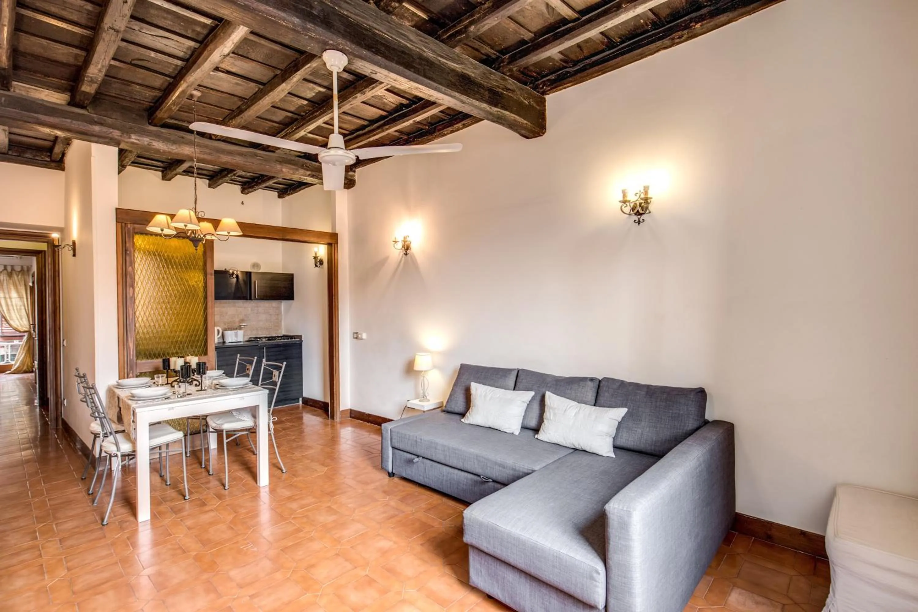 Seating area in Elegant Apartment Behind the Colosseum