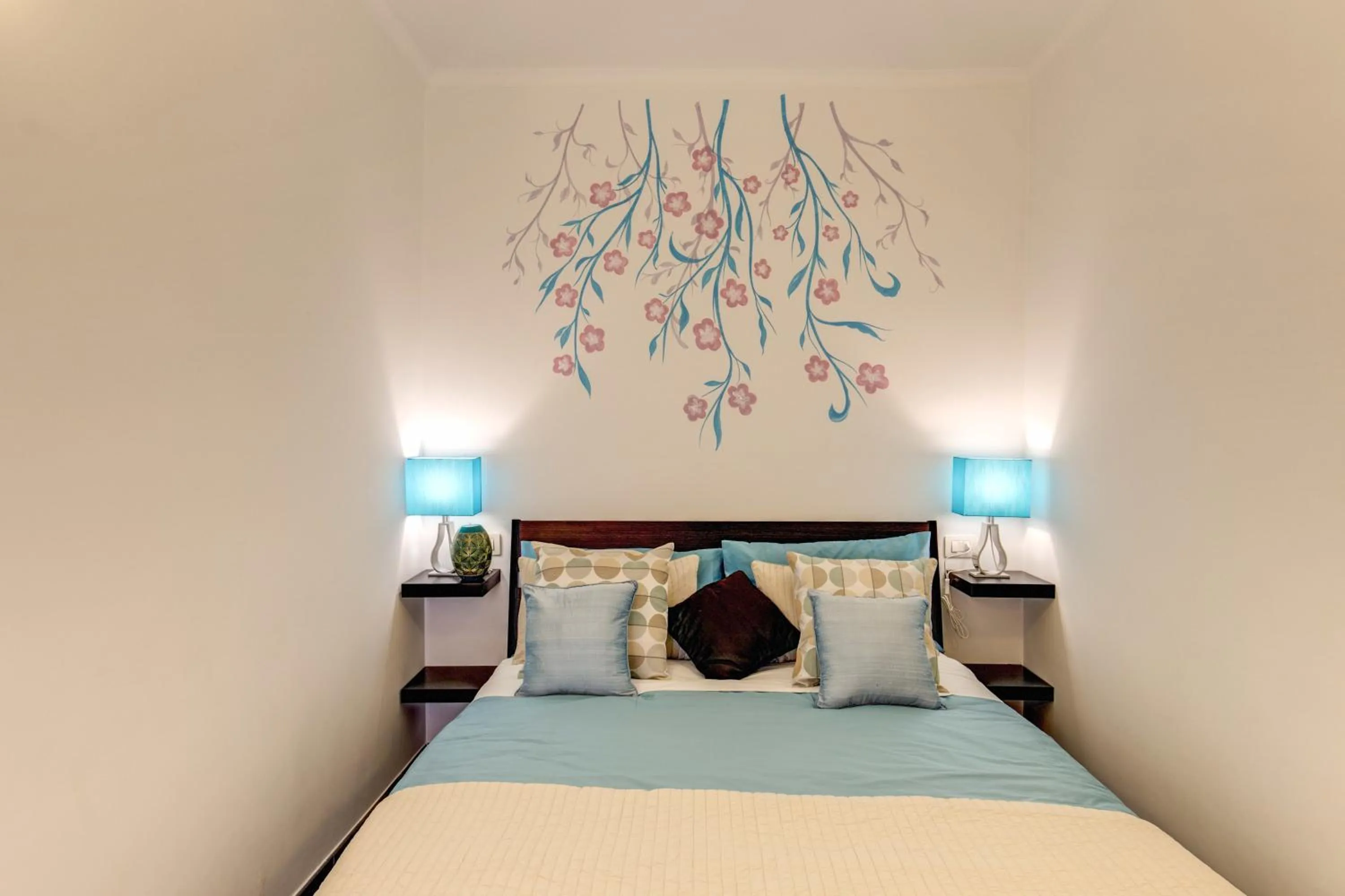 Bedroom, Bed in Elegant Apartment Behind the Colosseum