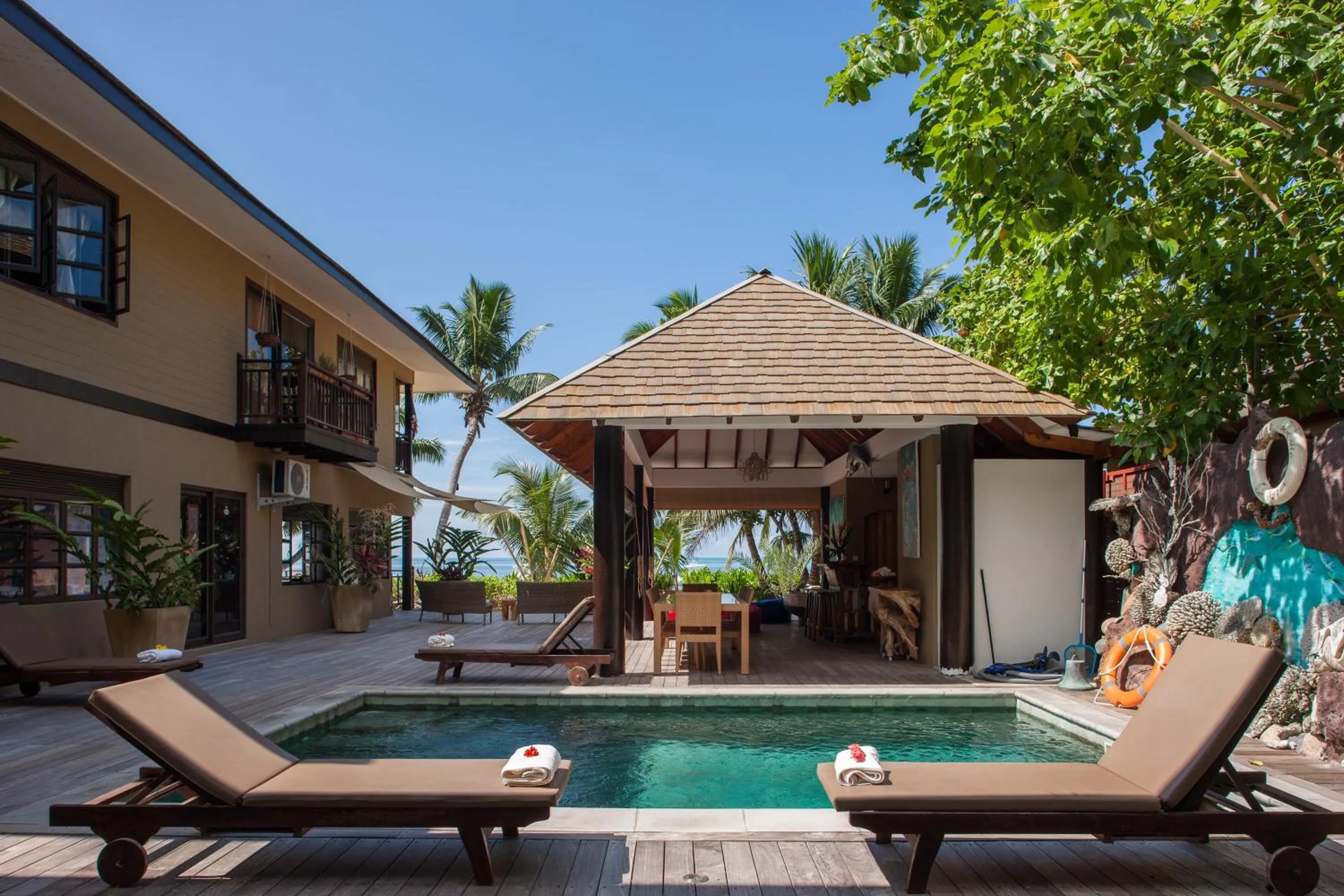 Pool view in Villas des Alizes beachfront suites and garden villas