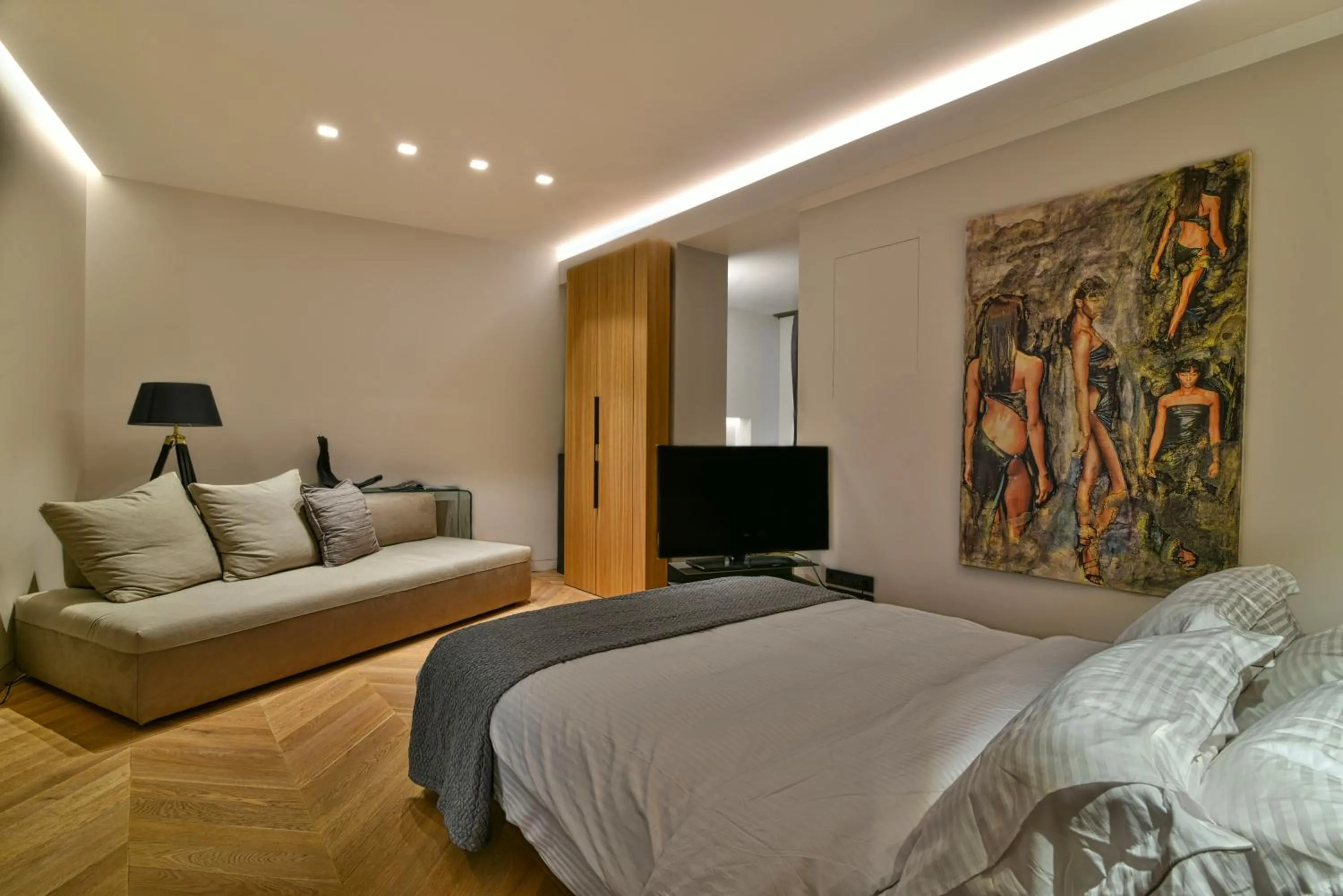 Bed in Nikiou Suites Luxury Residence