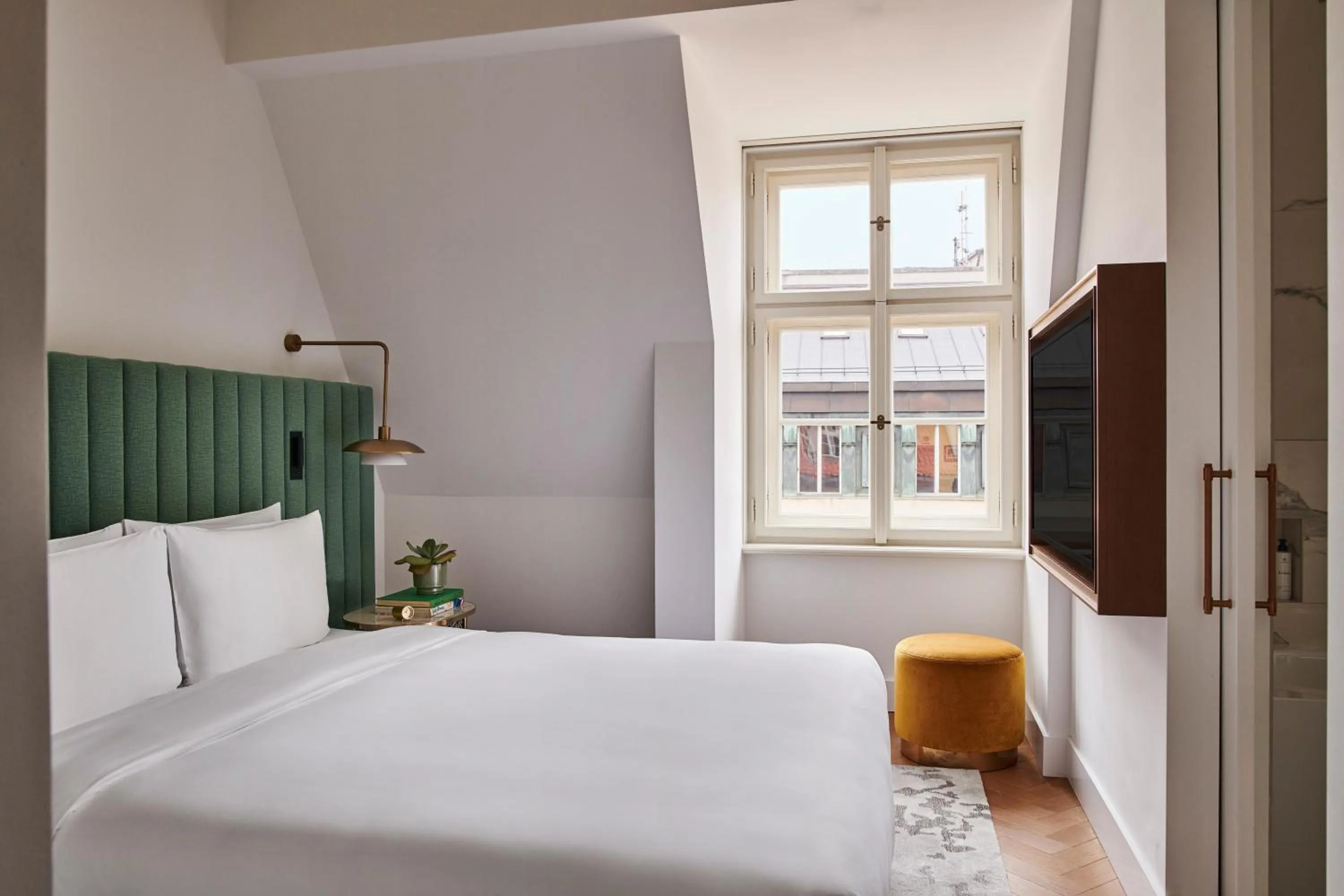 Bedroom, Bed in Andaz Prague, By Hyatt