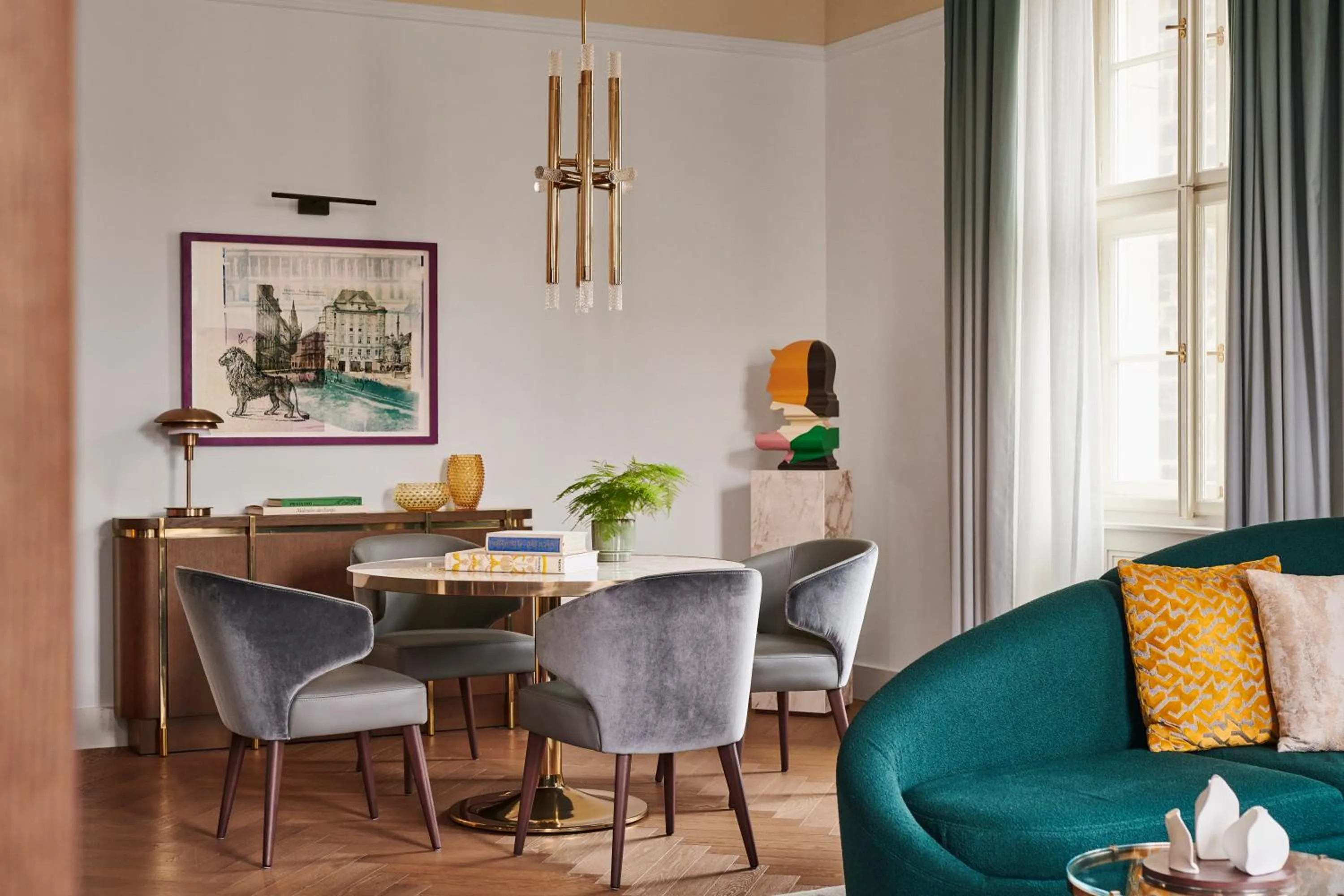 Seating area in Andaz Prague, By Hyatt