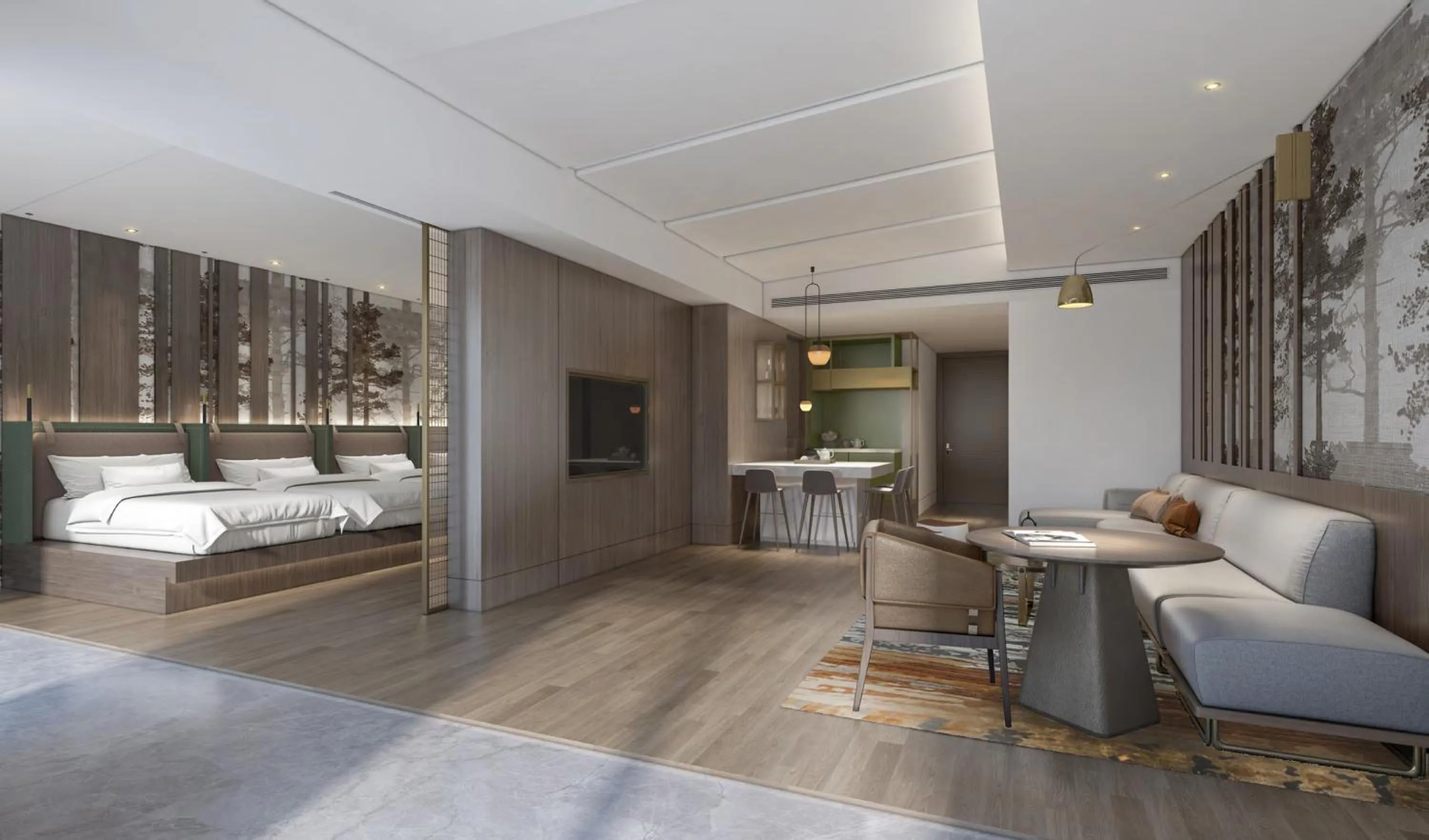 Living room, Bed in Crowne Plaza Chongli Resort by IHG