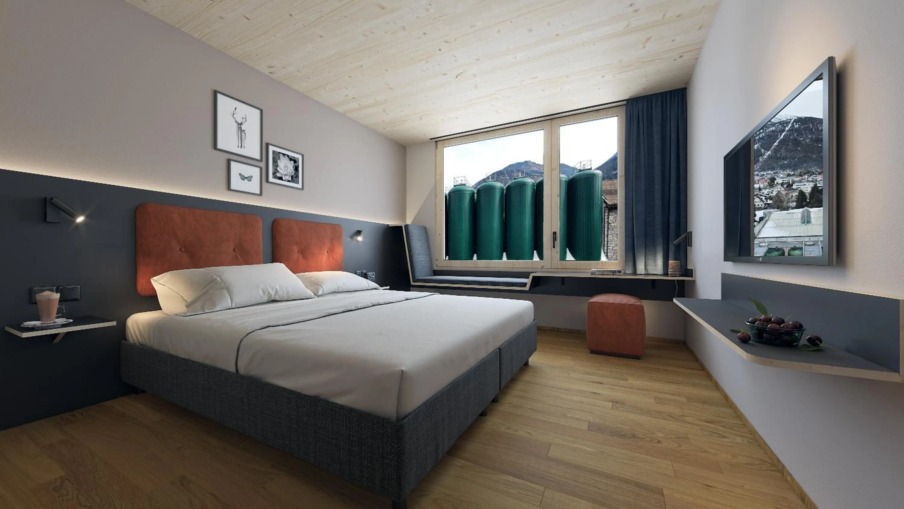 Bed in ALPSTADT LIFESTYLE Hotel