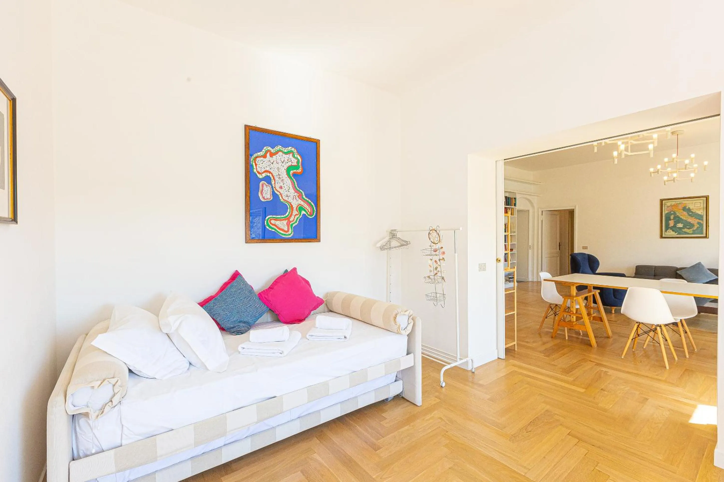 Bedroom, Bed in Giulio Cesare Penthouse Rental in Rome