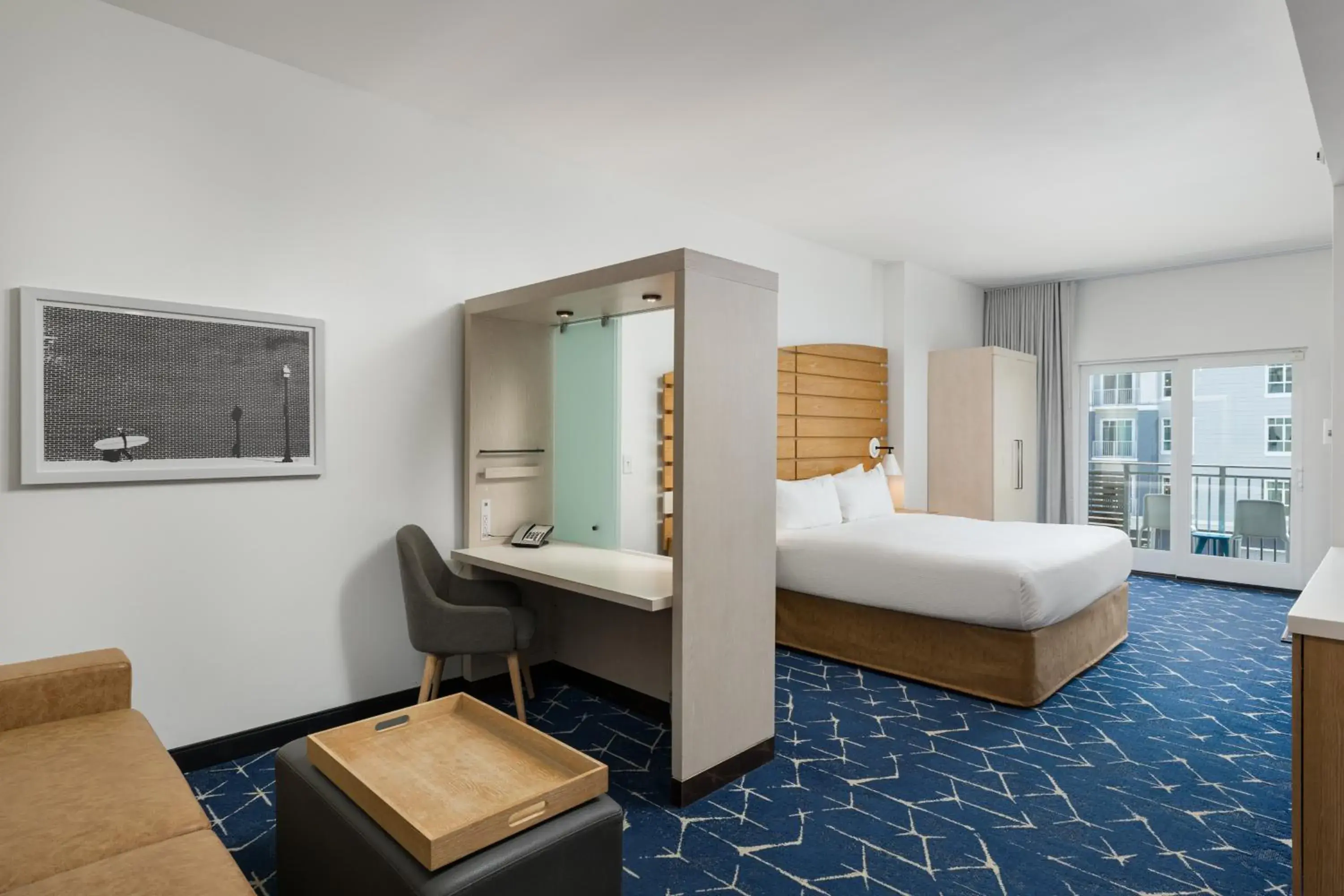 Large Studio King Suite with Balcony and Sofa Bed - Hearing Accessible in SpringHill Suites by Marriott Oceanside Beach Large Studio King Suite with Balcony and Sofa Bed - Hearing Accessible in SpringHill Suites by Marriott Oceanside Beach