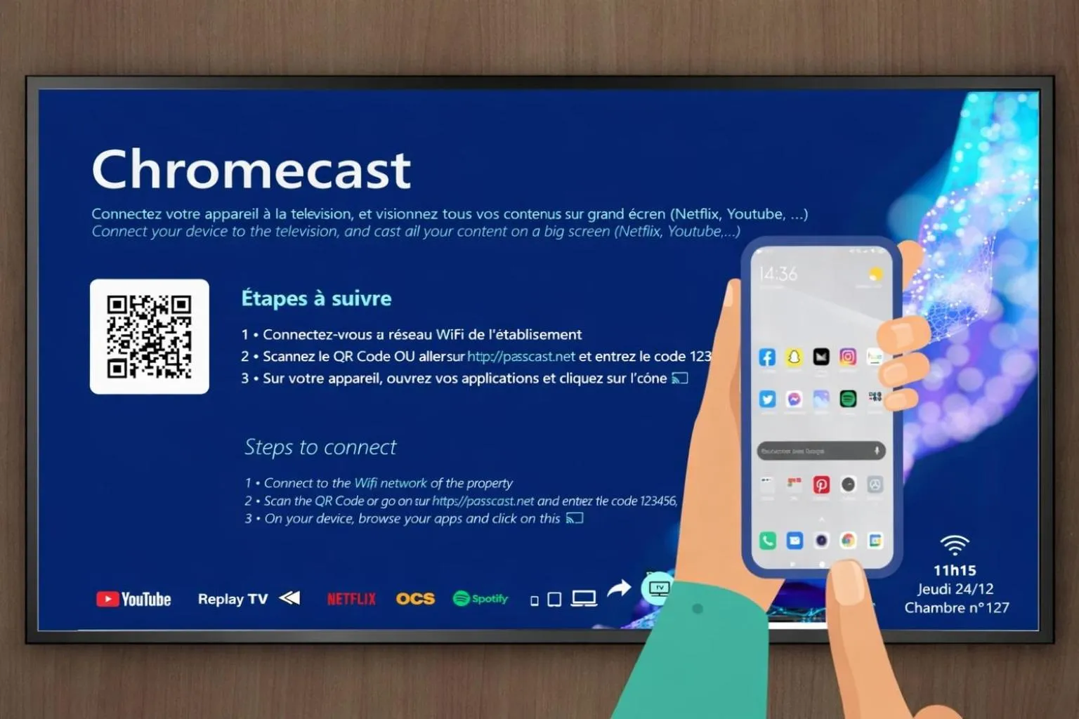 Bedroom in Hôtel & SPA Le Chêne Vert