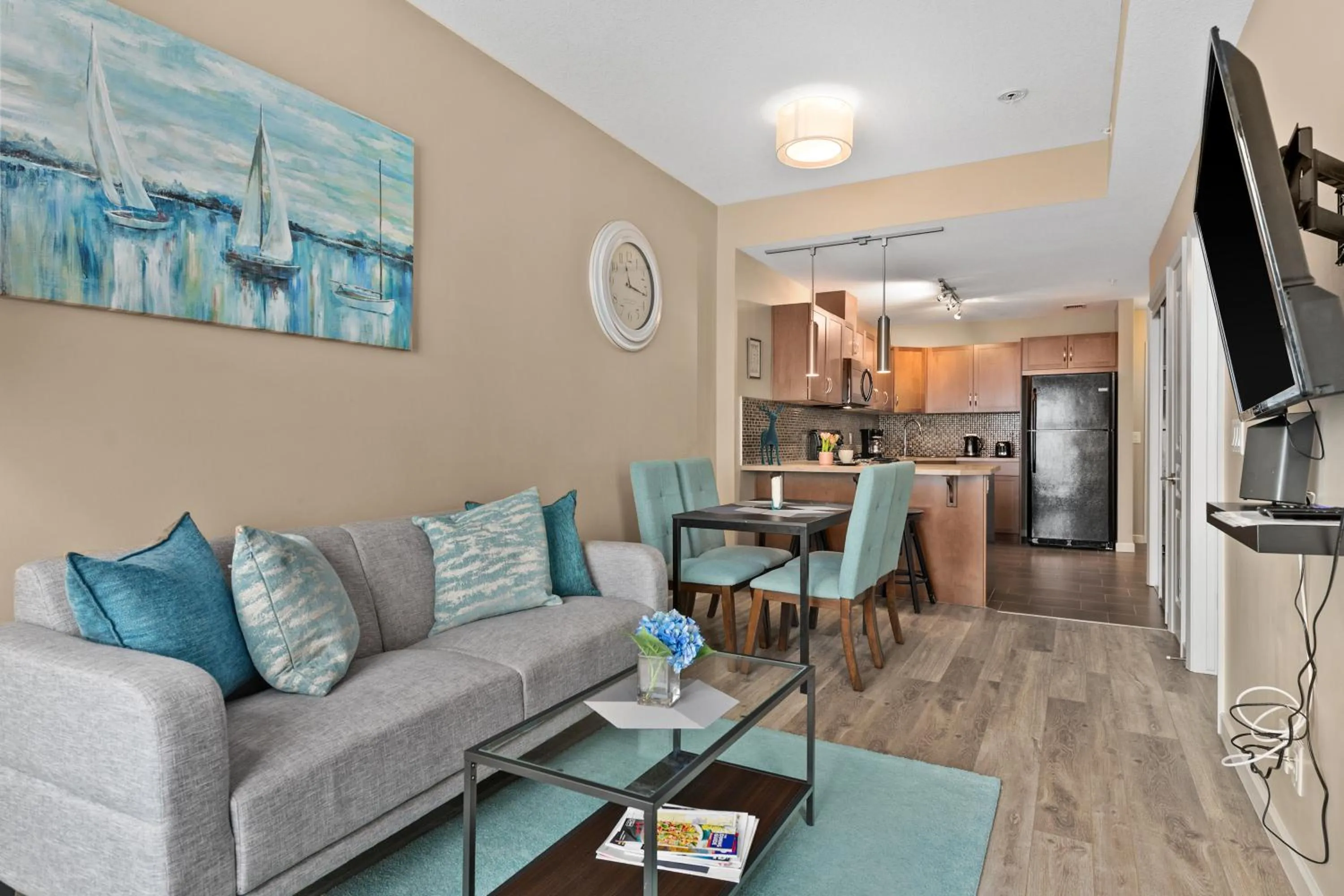 Living room in Stylish Downtown Condos by GLOBALSTAY