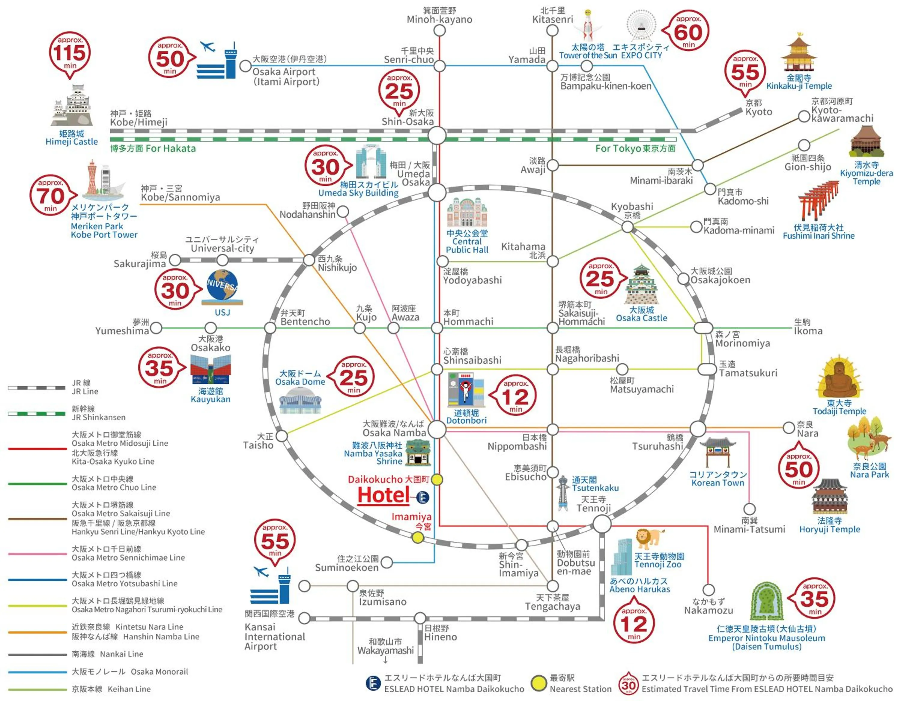 Nearby landmark in ESLEAD HOTEL Namba Daikokucho