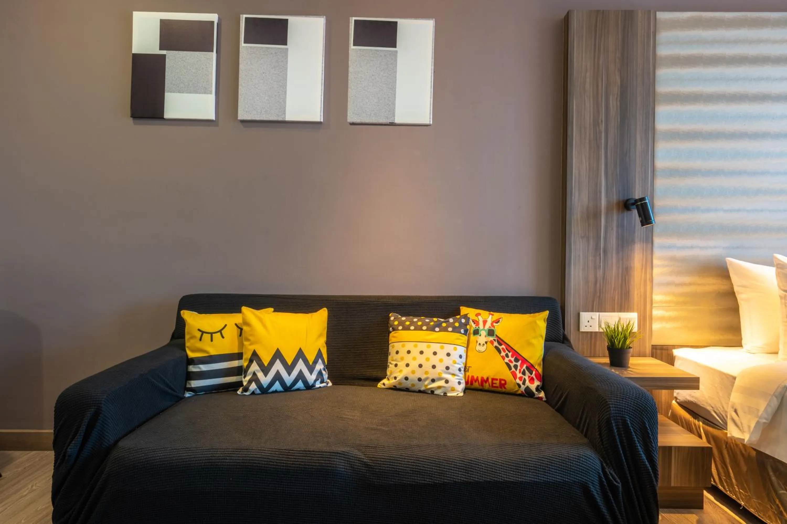 Living room, Bed in Greystone One Bukit Ceylon