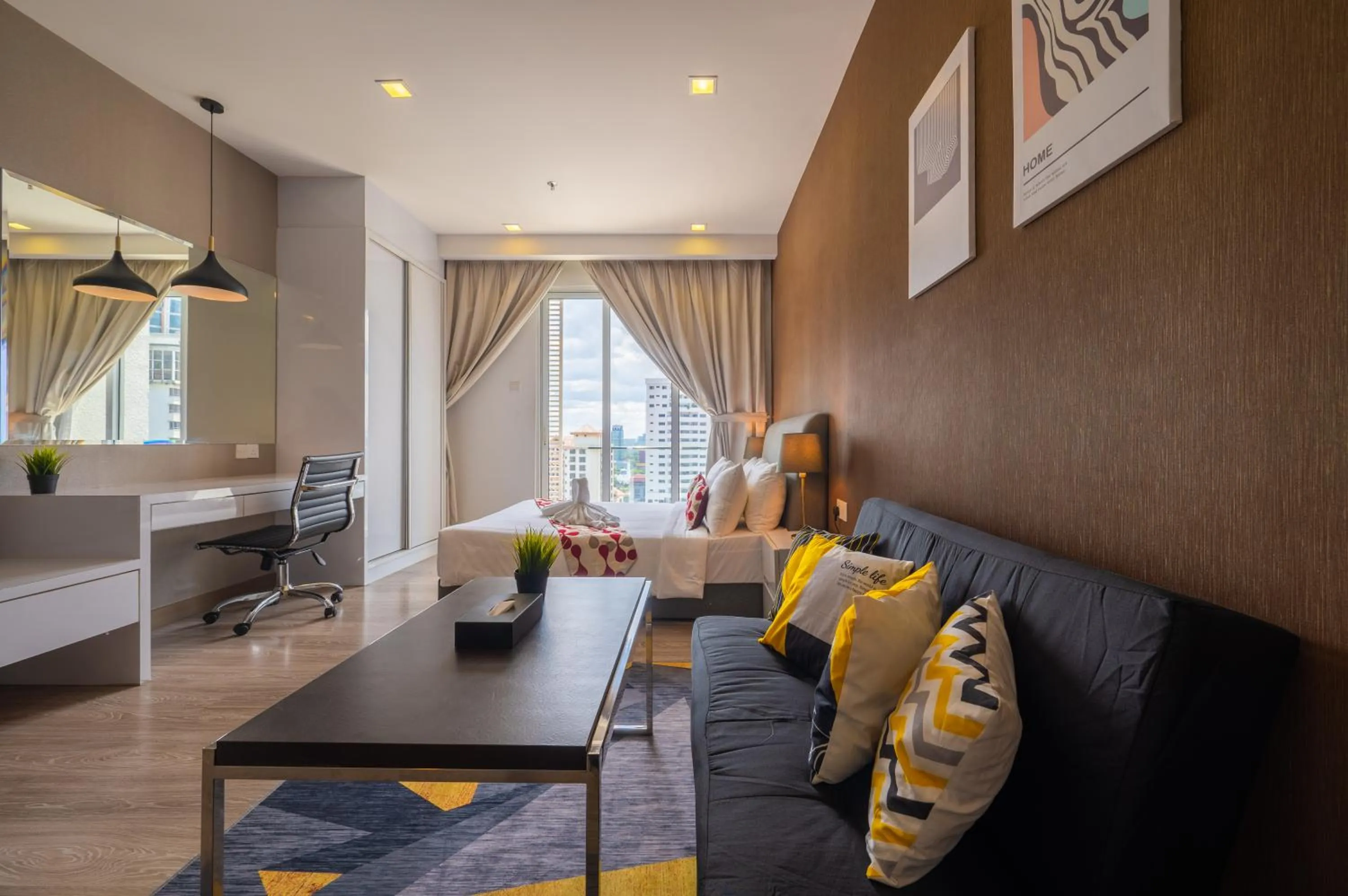 Living room, Bed in Greystone One Bukit Ceylon