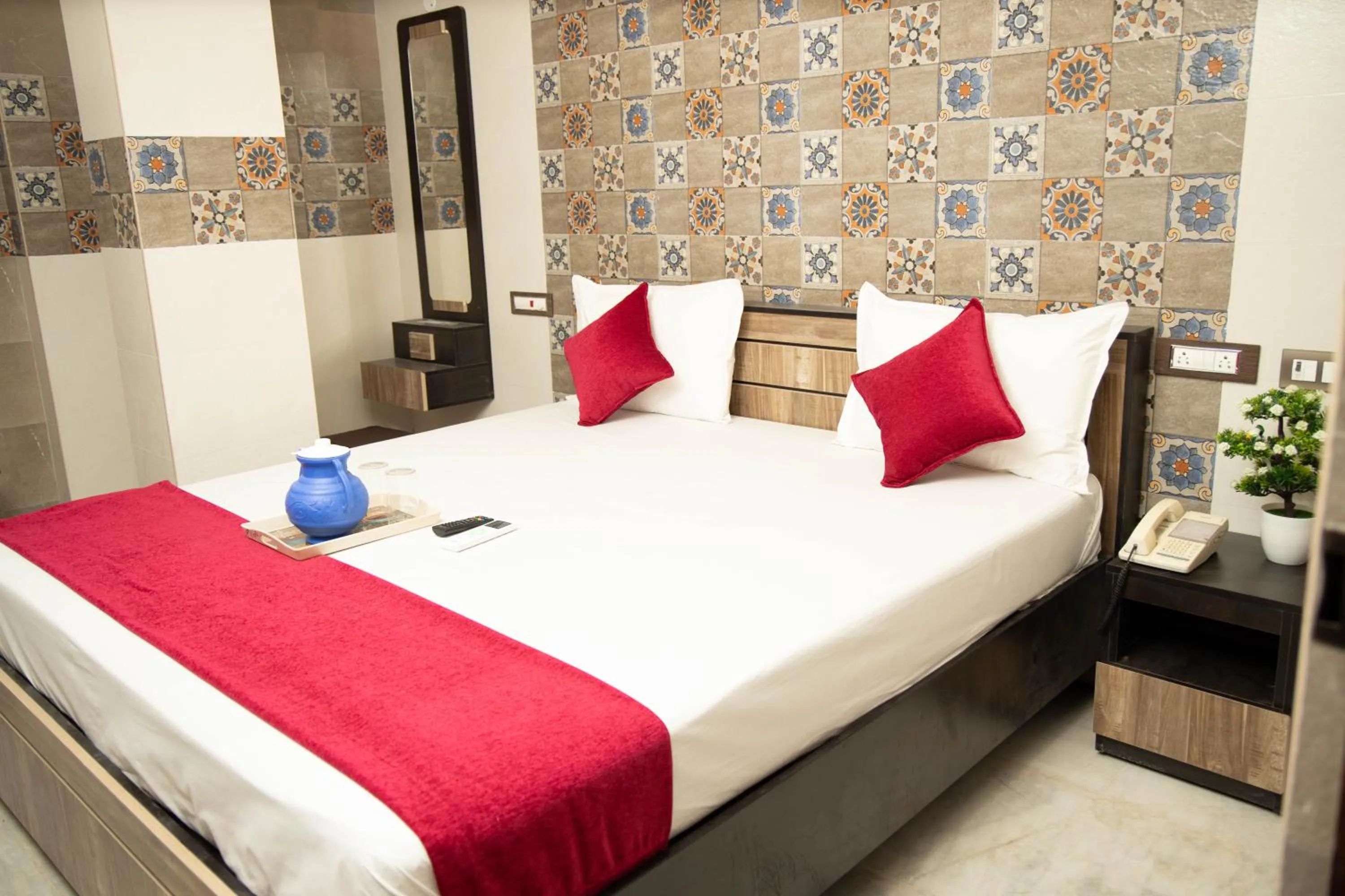 Bed in Hotel Ganesh Palace