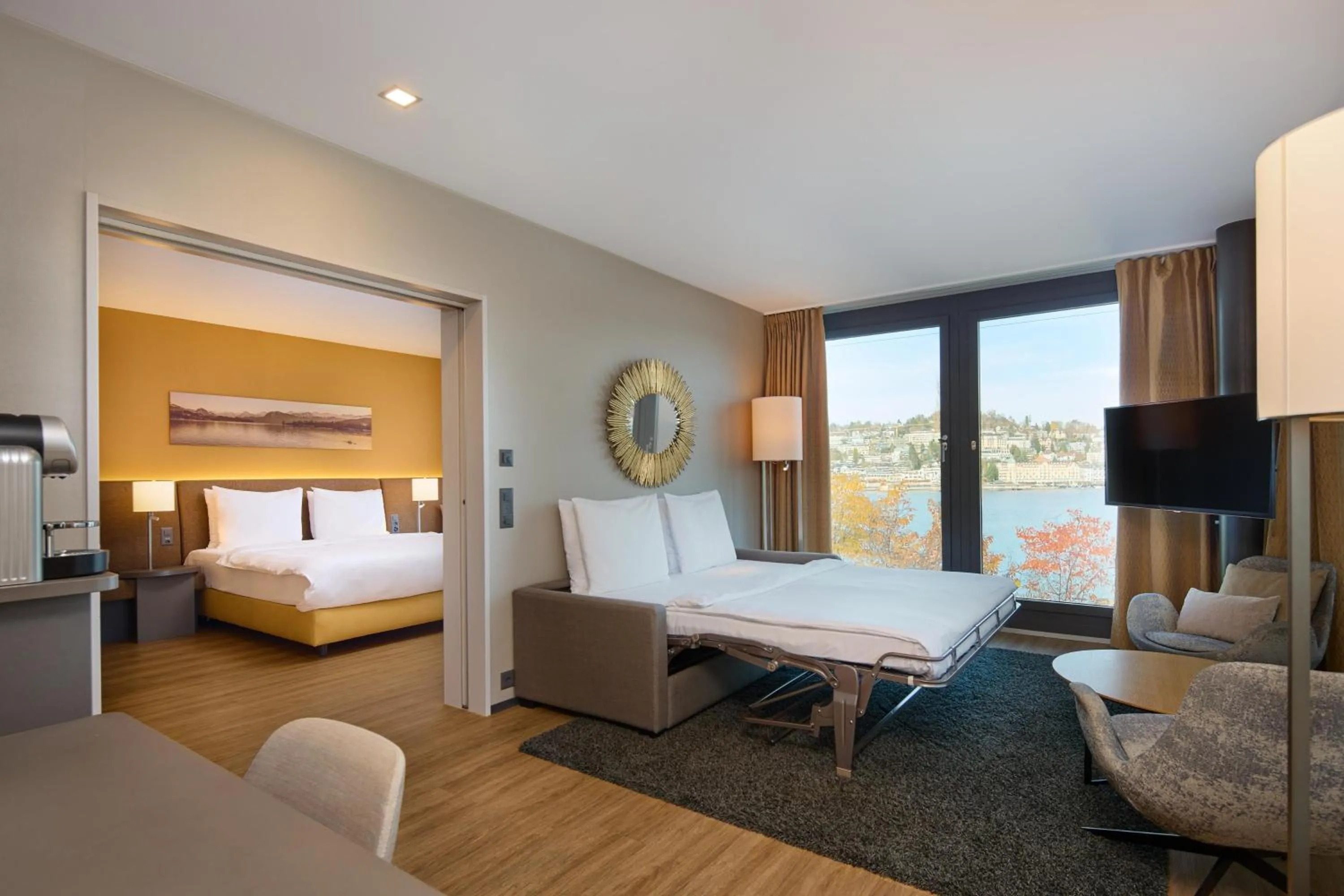 Photo of the whole room, Bed in Radisson Blu Hotel, Lucerne