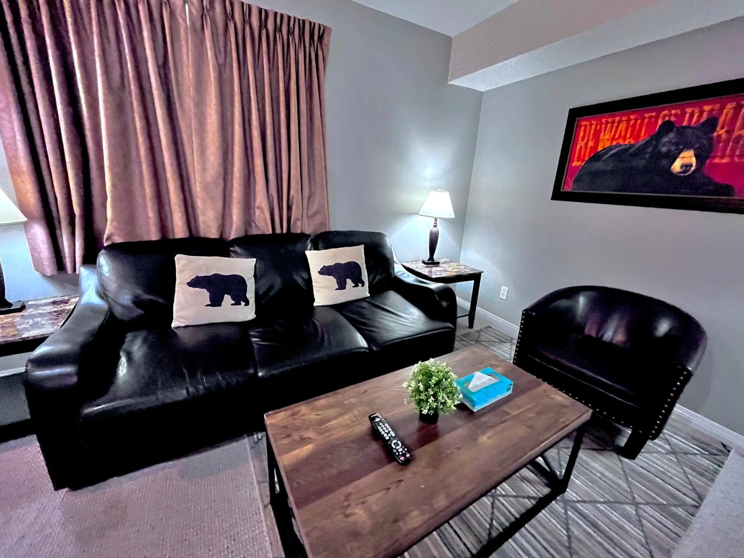 Living room in Canadian Rockies Chalets by Trilink - 2 & 3 Bedroom Condos - Self Check-In - Walking Distance to Downtown - Free Parking - Pet-Friendly - No AC