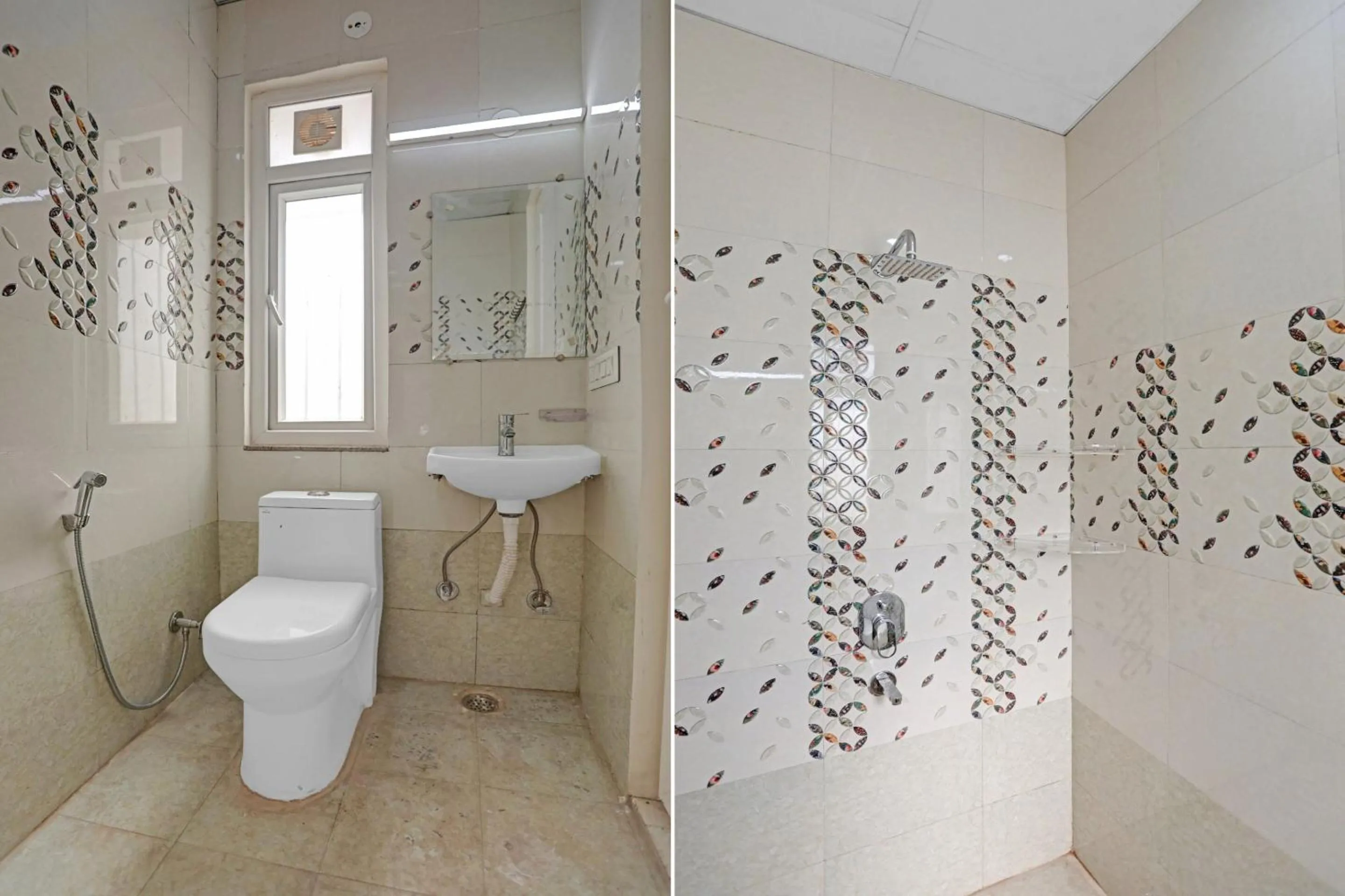 Bathroom in Collection O Raksha Inn Near PVR Ansal Plaza Greater Noida