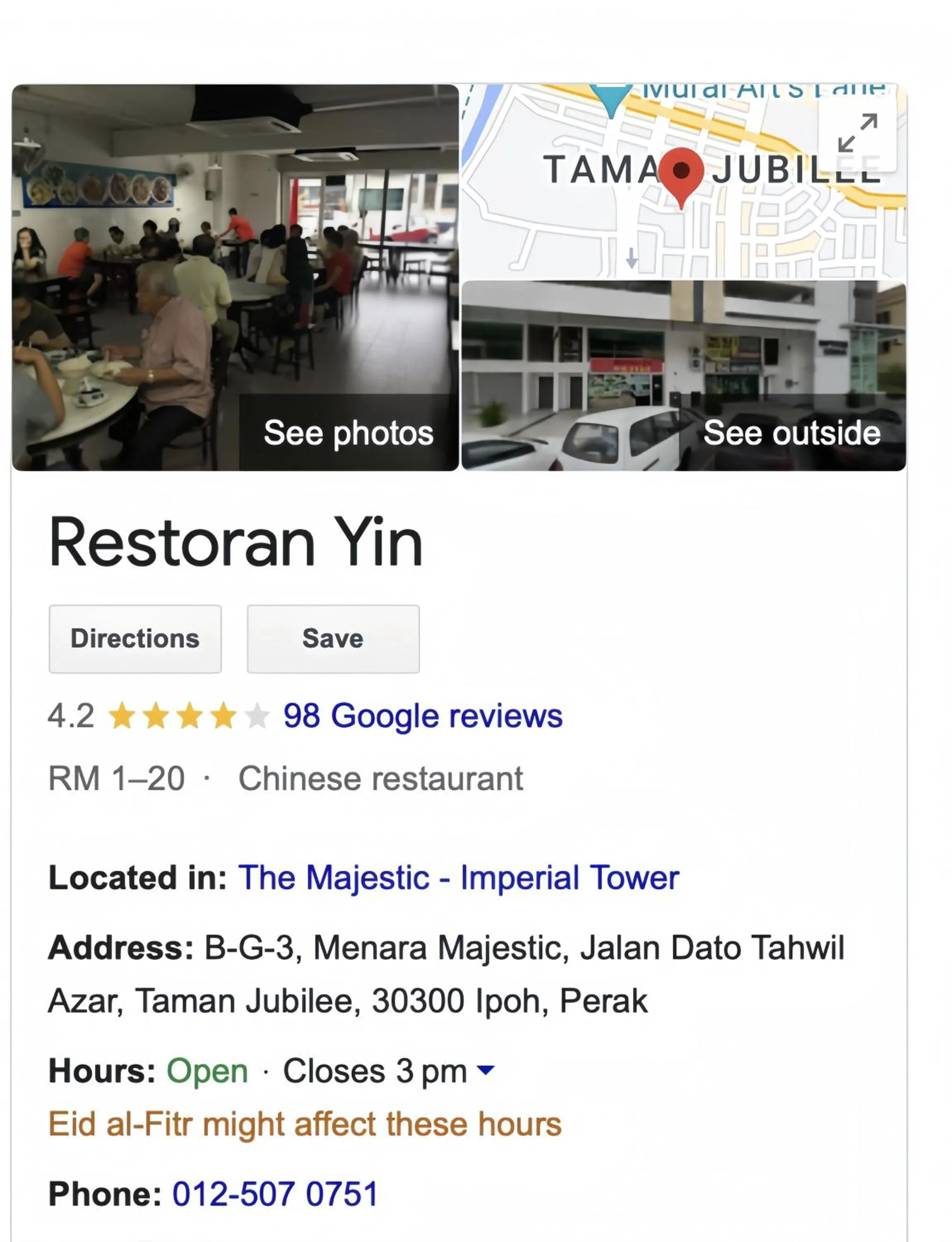 Restaurant/places to eat in The Majestic Ipoh