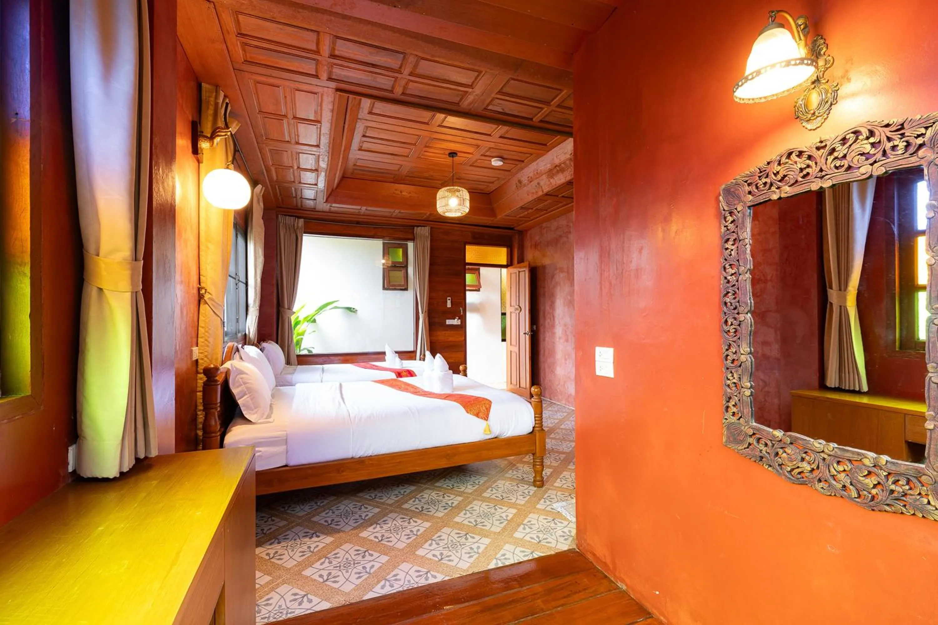 Bed in Romsak Lanna Resort