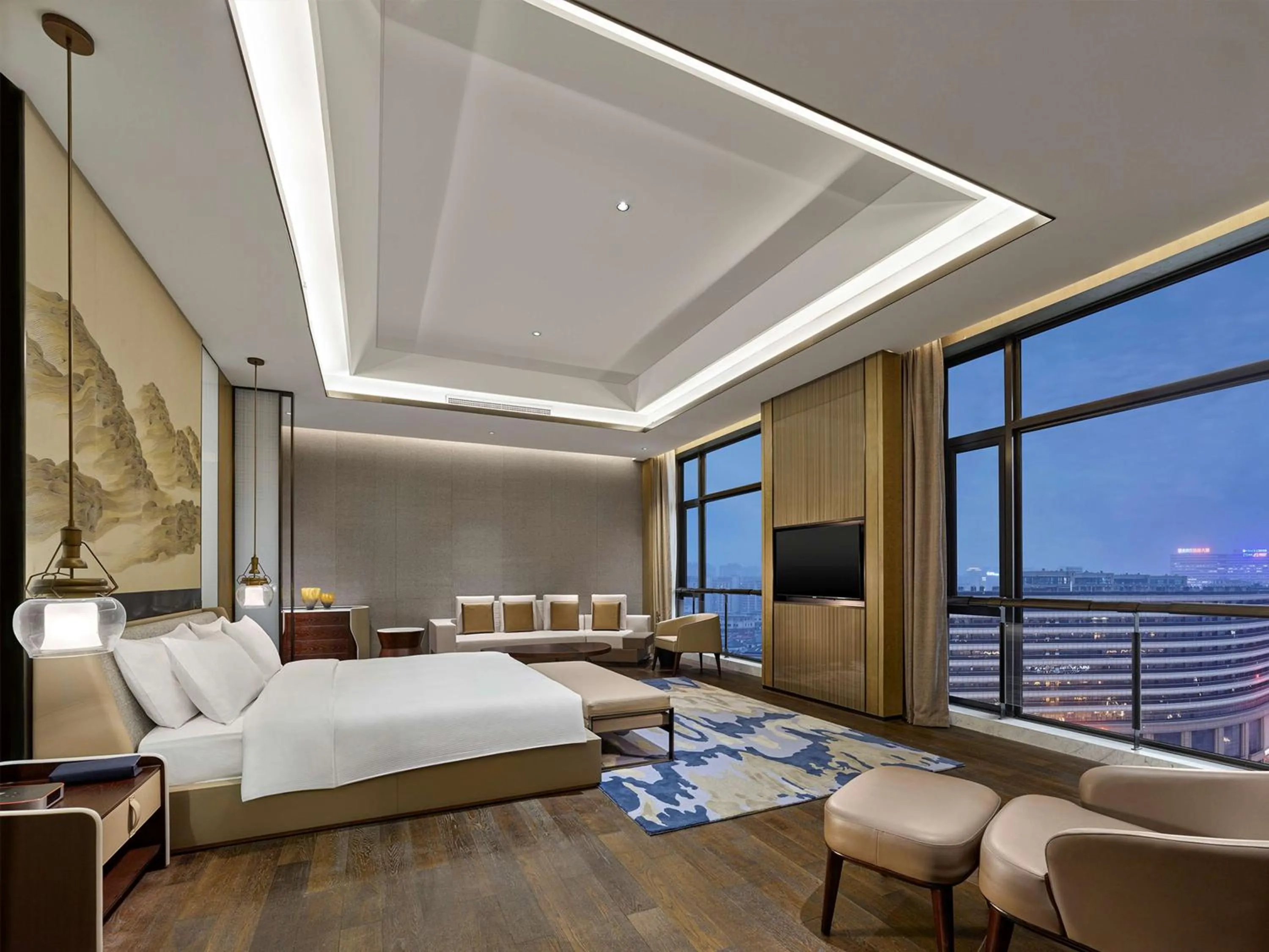 Living room, Bed in Doubletree By Hilton Quzhou