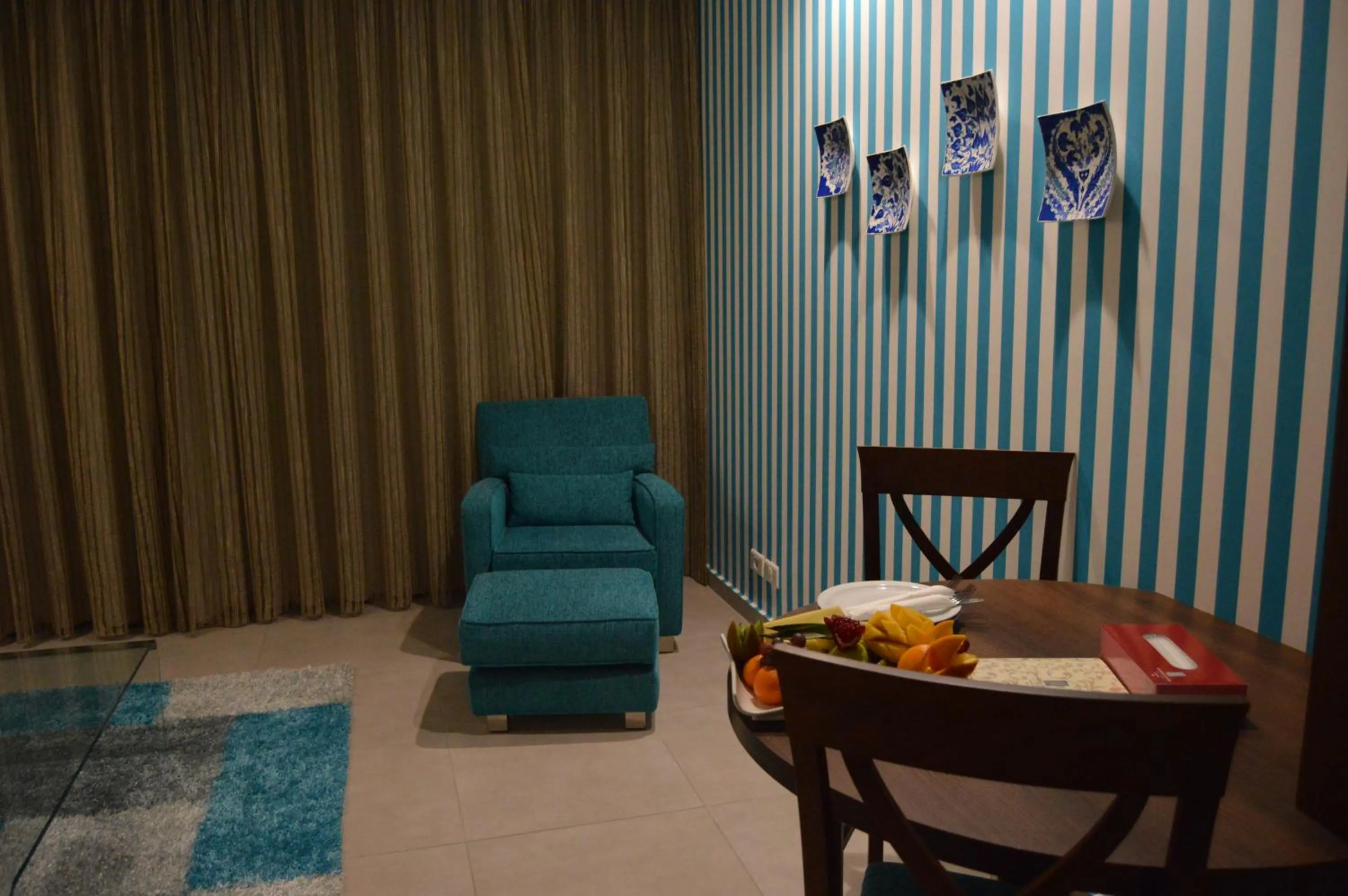 Seating area in Markazia Suites