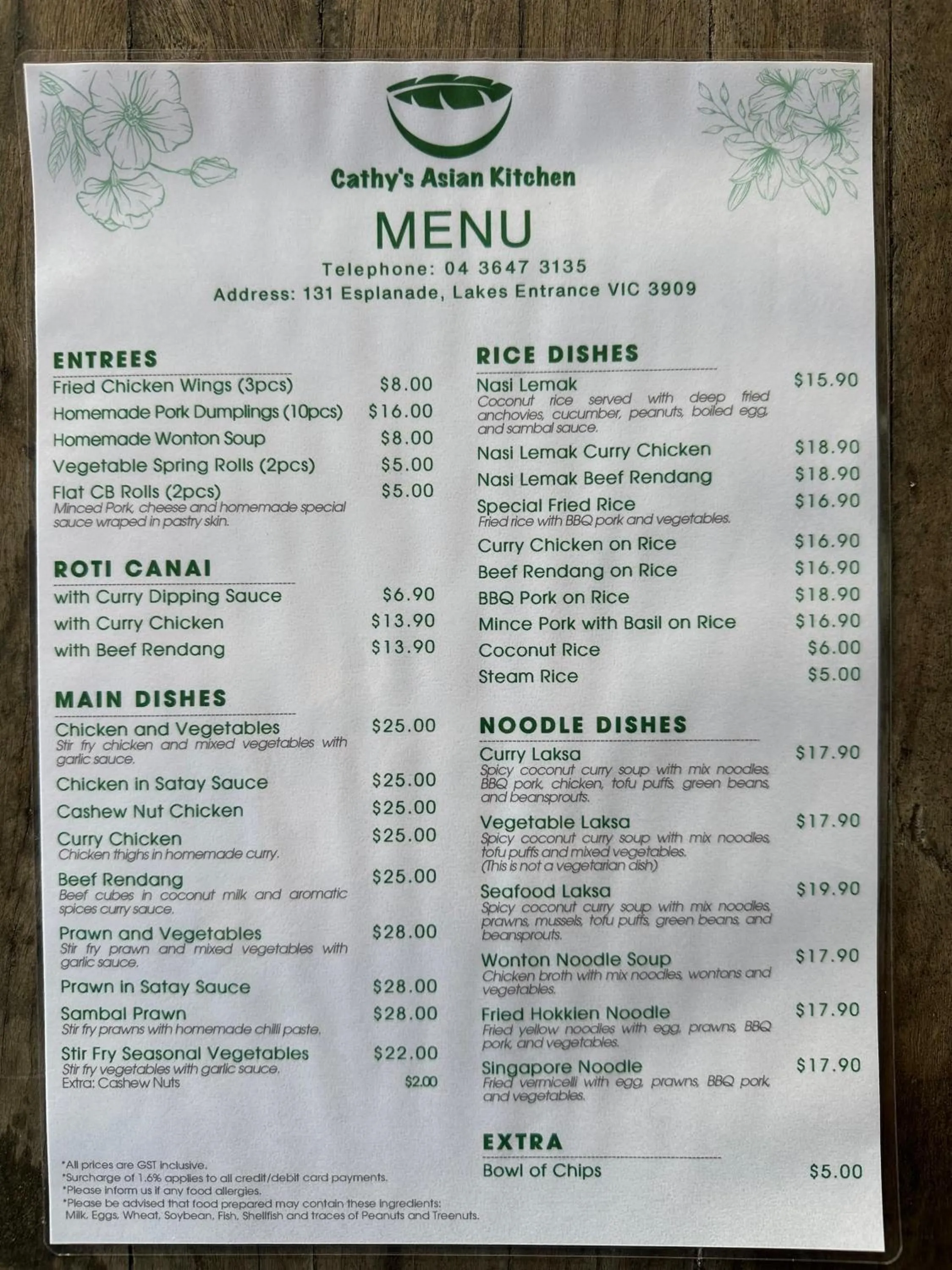 Restaurant/places to eat in Banjo Paterson Motor Inn