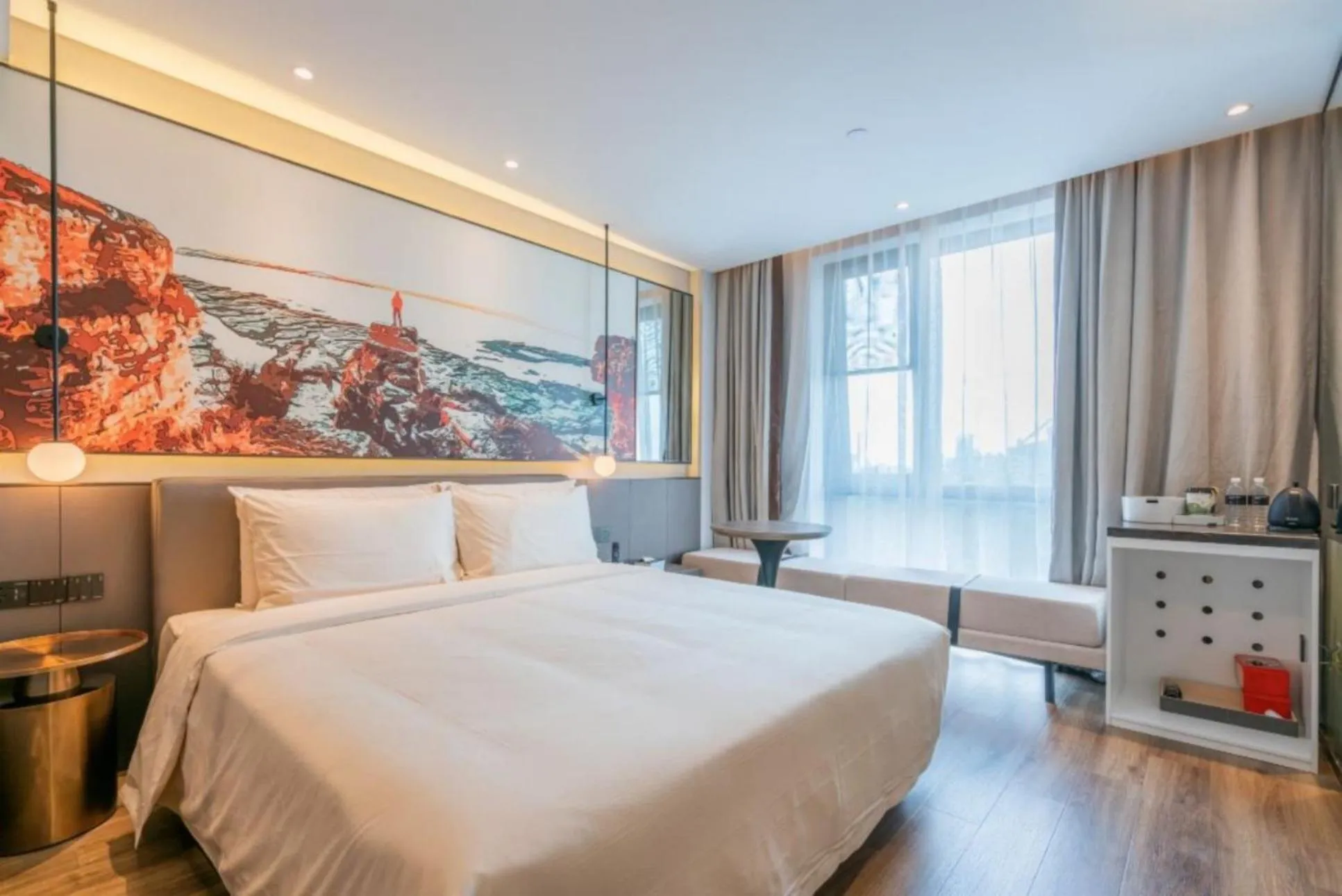 Bed in Atour Light Hotel Shanghai Xinjiangwancheng Fudan University