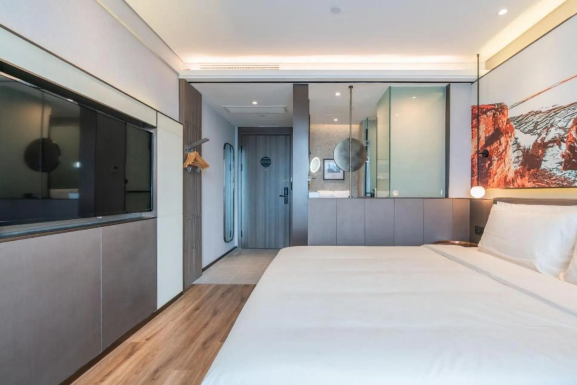 Bed in Atour Light Hotel Shanghai Xinjiangwancheng Fudan University