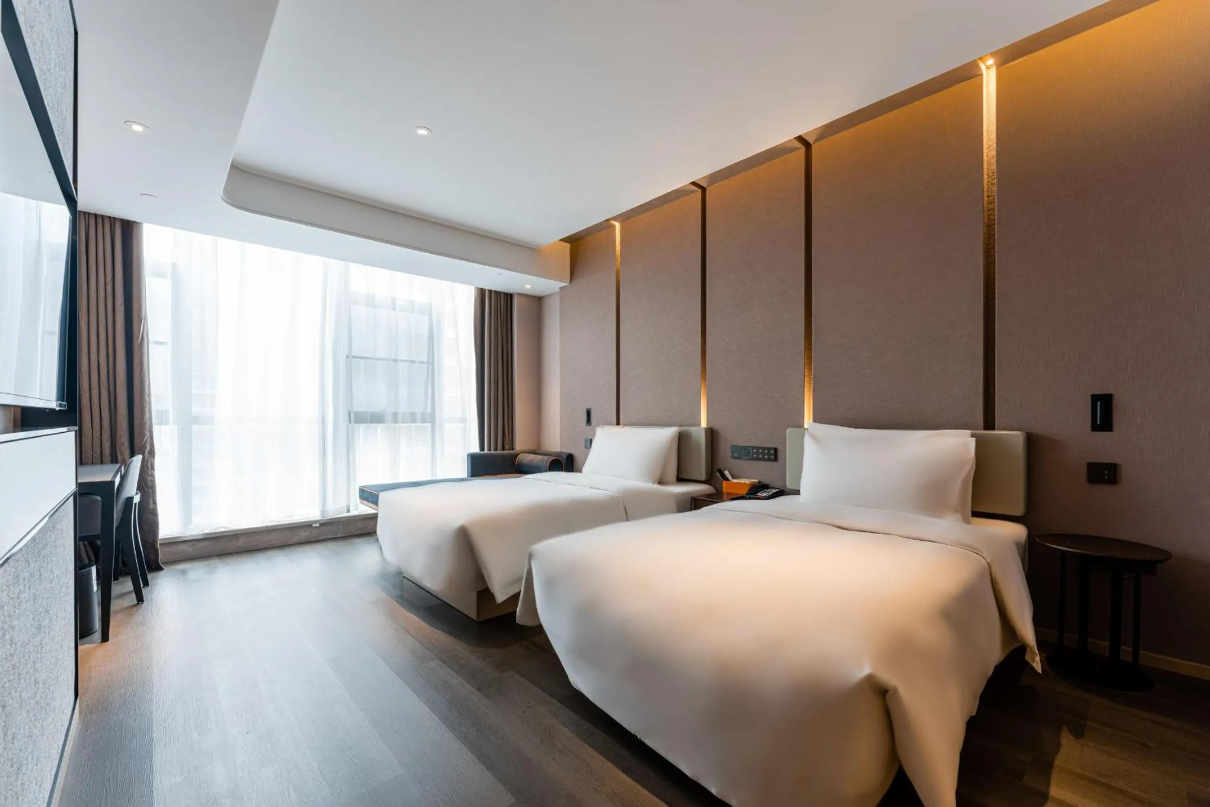 Bed in Atour Hotel Shaoxing Jinghu City Hall Basketball Theme