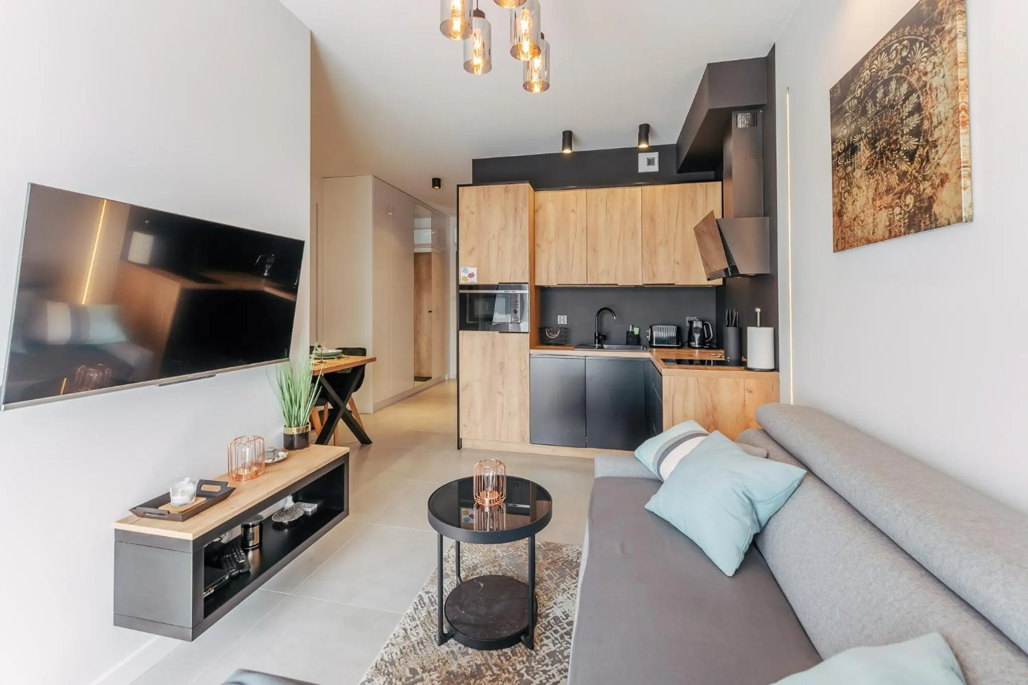 Kitchen or kitchenette in Ustronie Apartments 20 m do plaży