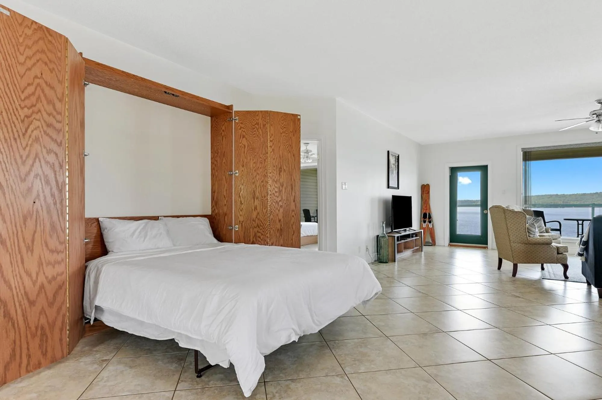 Bed in Baptiste Lake Lodge