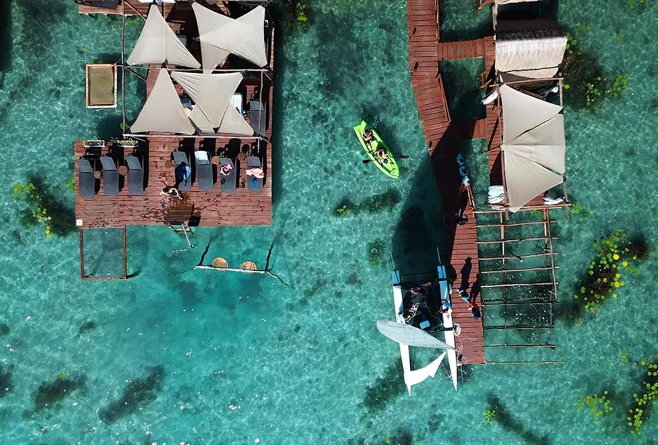 Bird's eye view in El Búho Lagoon Bacalar