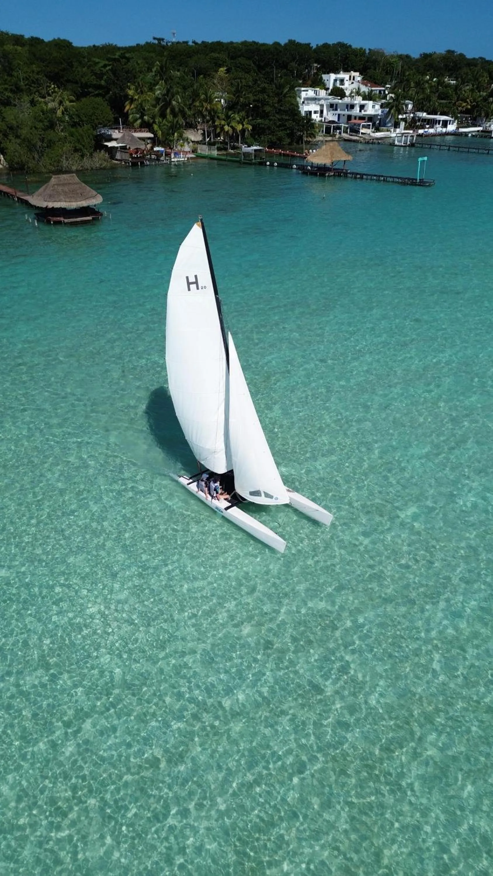 Bird's eye view in El Búho Lagoon Bacalar