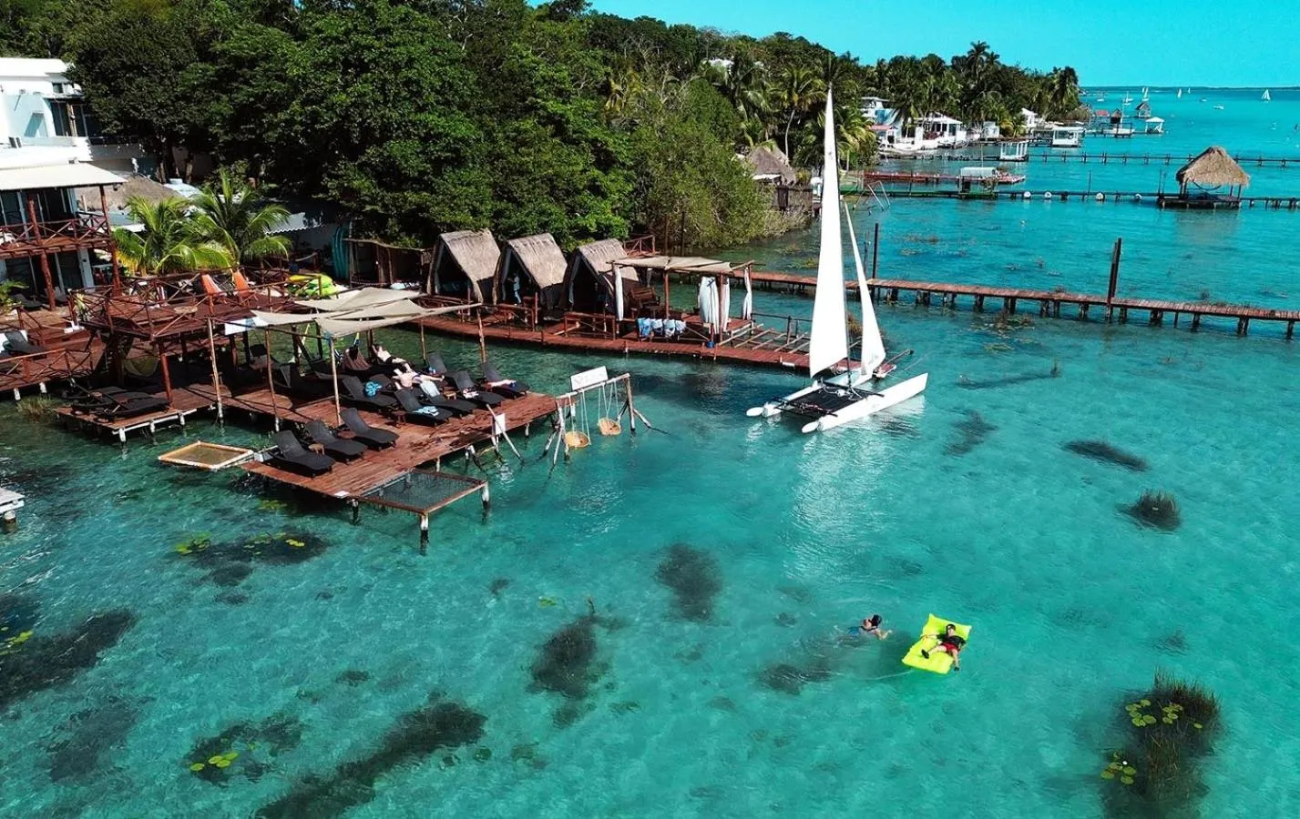 Bird's eye view in El Búho Lagoon Bacalar