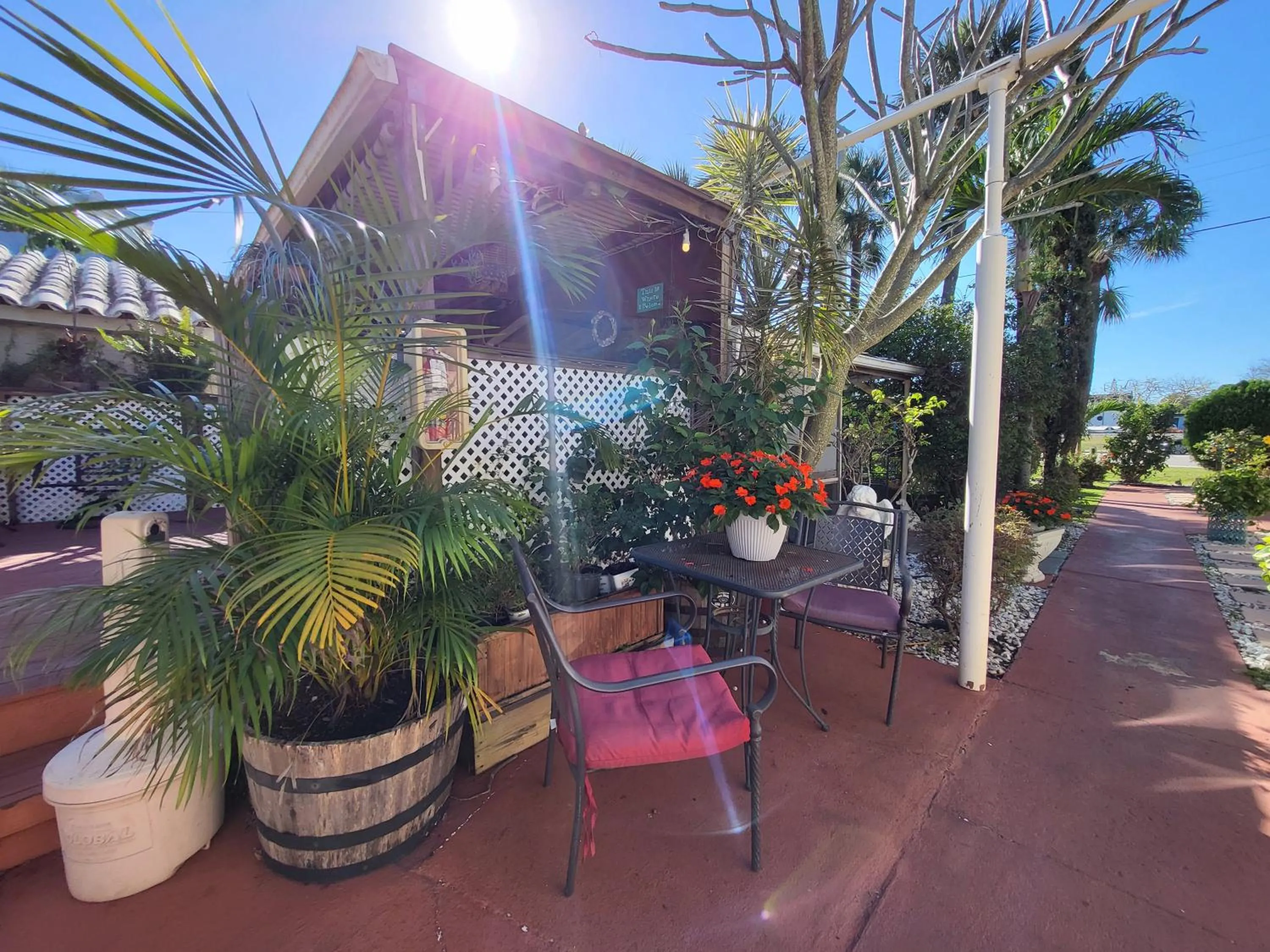 Garden view in Barefoot mailman motel