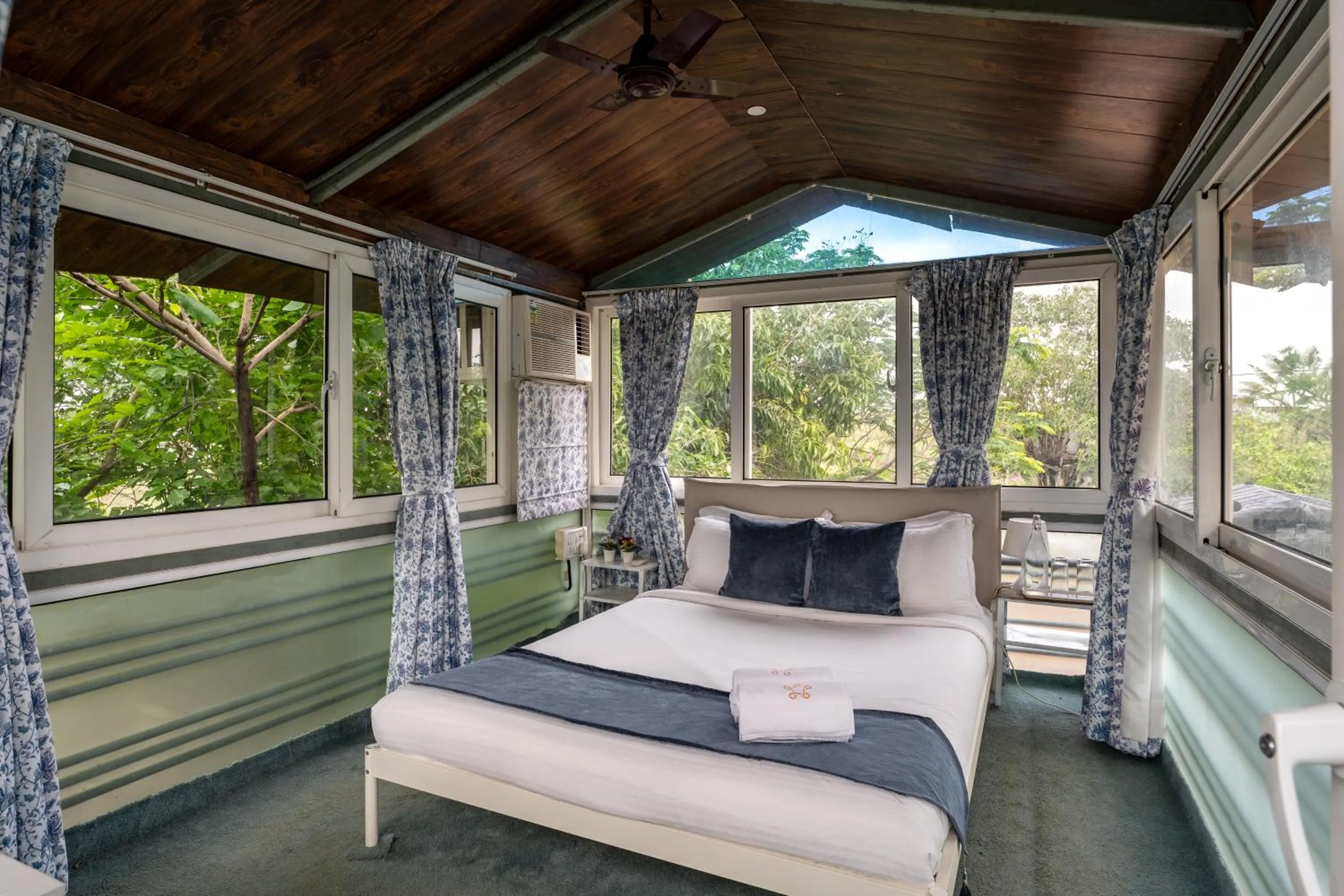 Patio, Bed in SaffronStays Le Soil, Igatpuri - pet-friendly villa with viewing deck for panoramic views