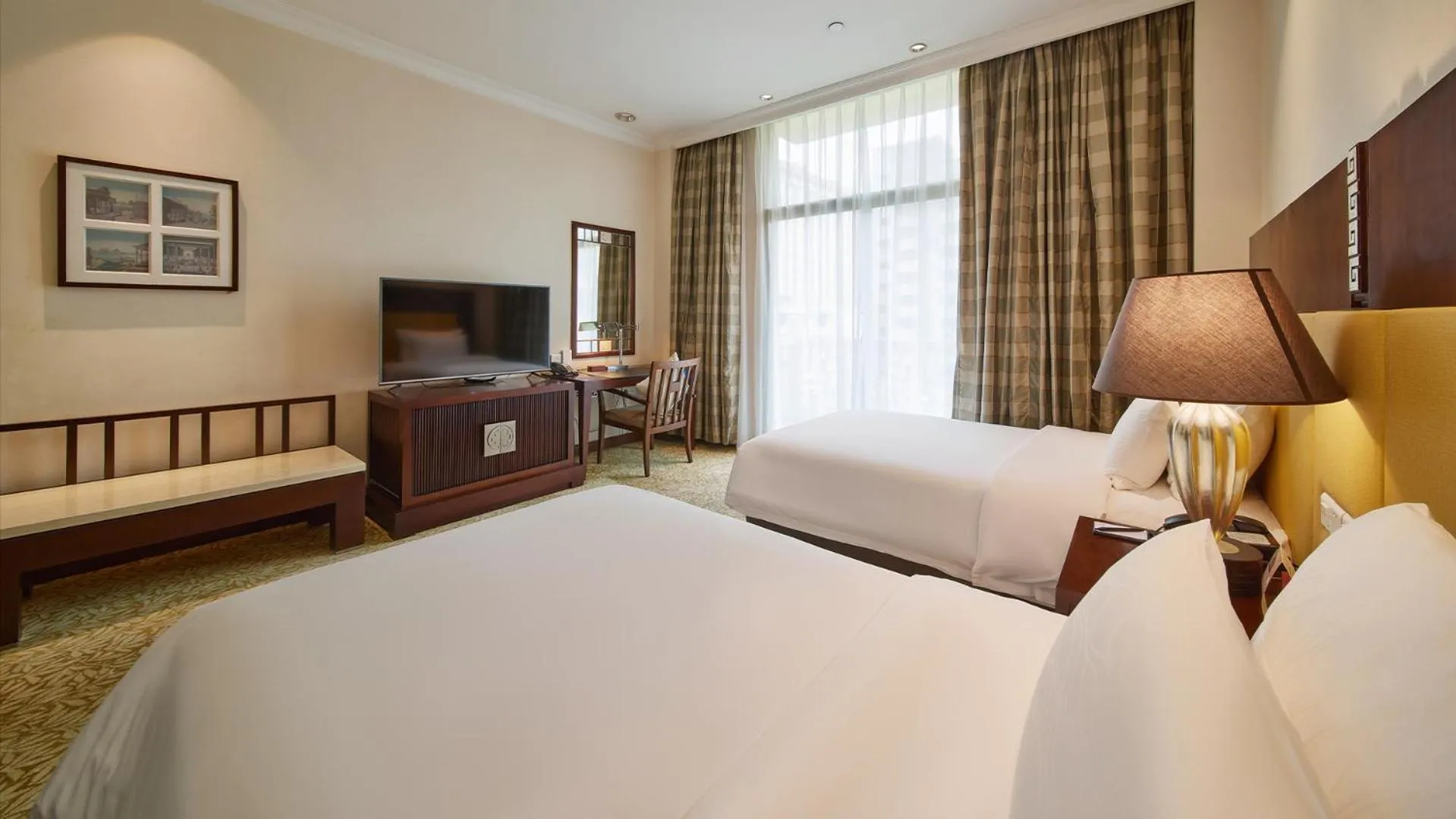 Decorative detail, Bed in Guangzhou Dong Fang Hotel