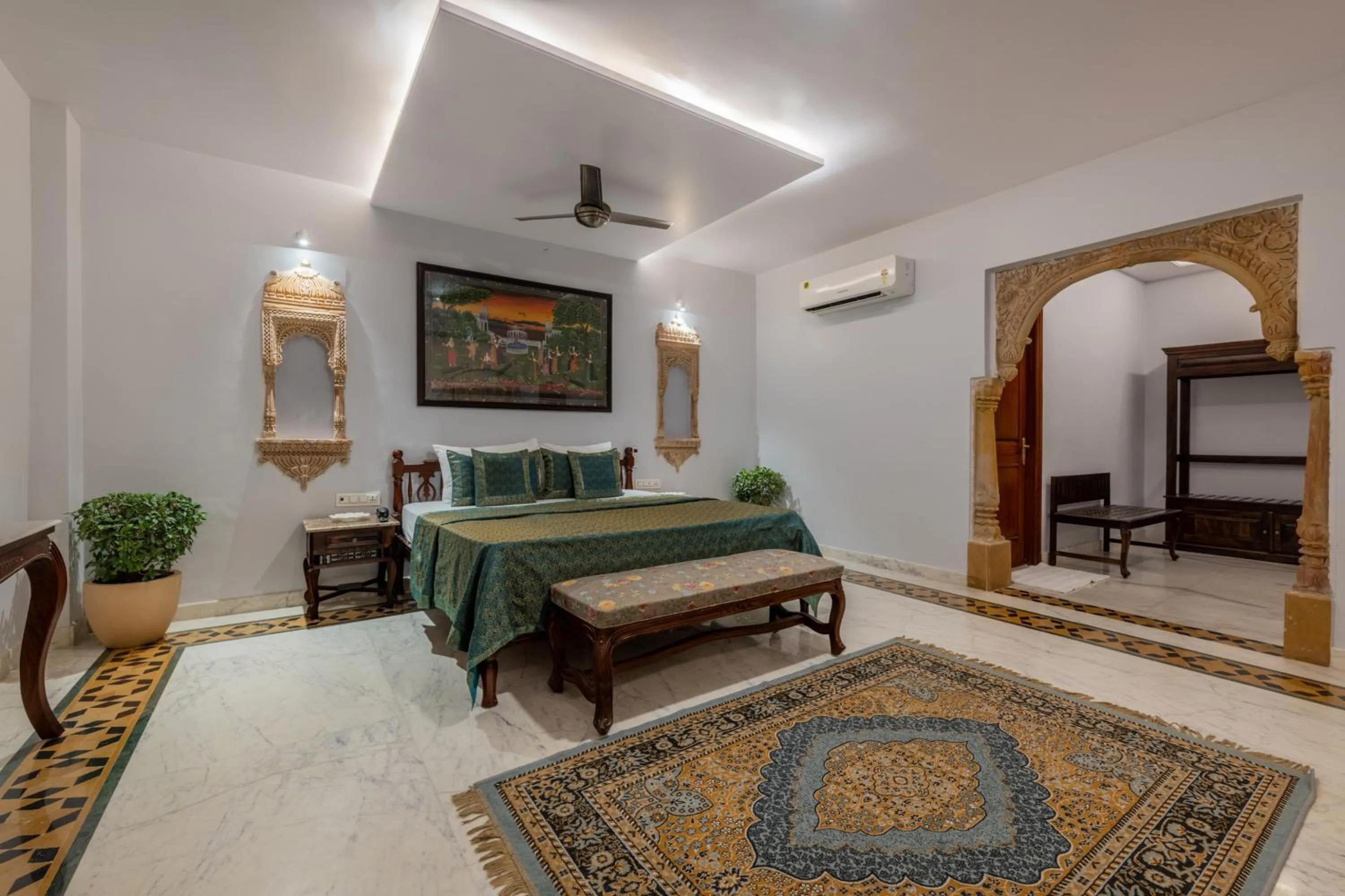 Bed in Rajasthan Palace - A Heritage Boutique Hotel in Jaipur